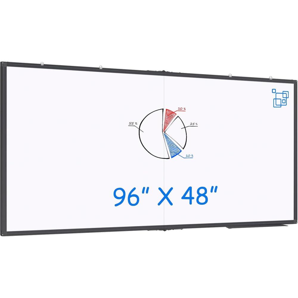 imageMagnetic White Board Dry Erase Board for Wall72quot x 48quot 6ft x 4ft WallMounted Aluminum Frame Marker Board Foldable Portable Whiteboard with a Long Pen Tray for School Classroom Office ampamp Home96W x 48H