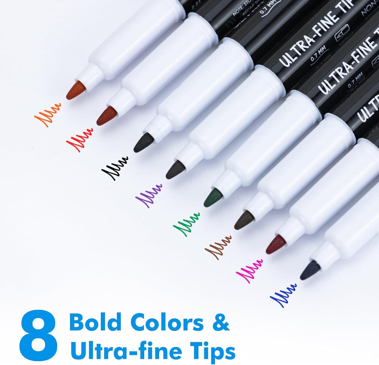 imagemaxtek Black Dry Erase Markers Ultra Fine Tip 07mm Low Odor Extra Fine Point Dry Erase Markers for Planning Whiteboard Calendar Boards Whiteboard Markers for School Supplies 12 Count12 Count 8 Colors