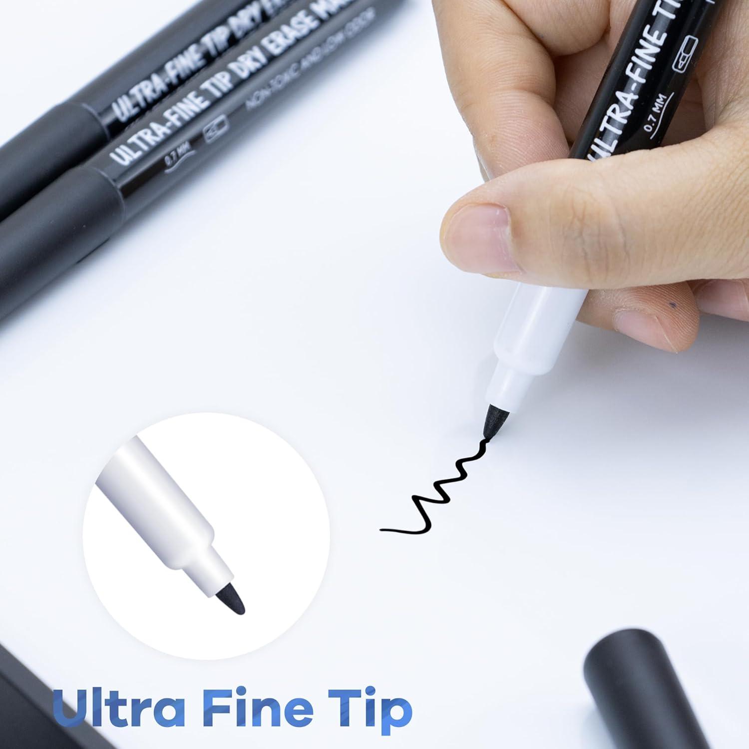 imagemaxtek Black Dry Erase Markers Ultra Fine Tip 07mm Low Odor Extra Fine Point Dry Erase Markers for Planning Whiteboard Calendar Boards Whiteboard Markers for School Supplies 12 Count6 Count Black