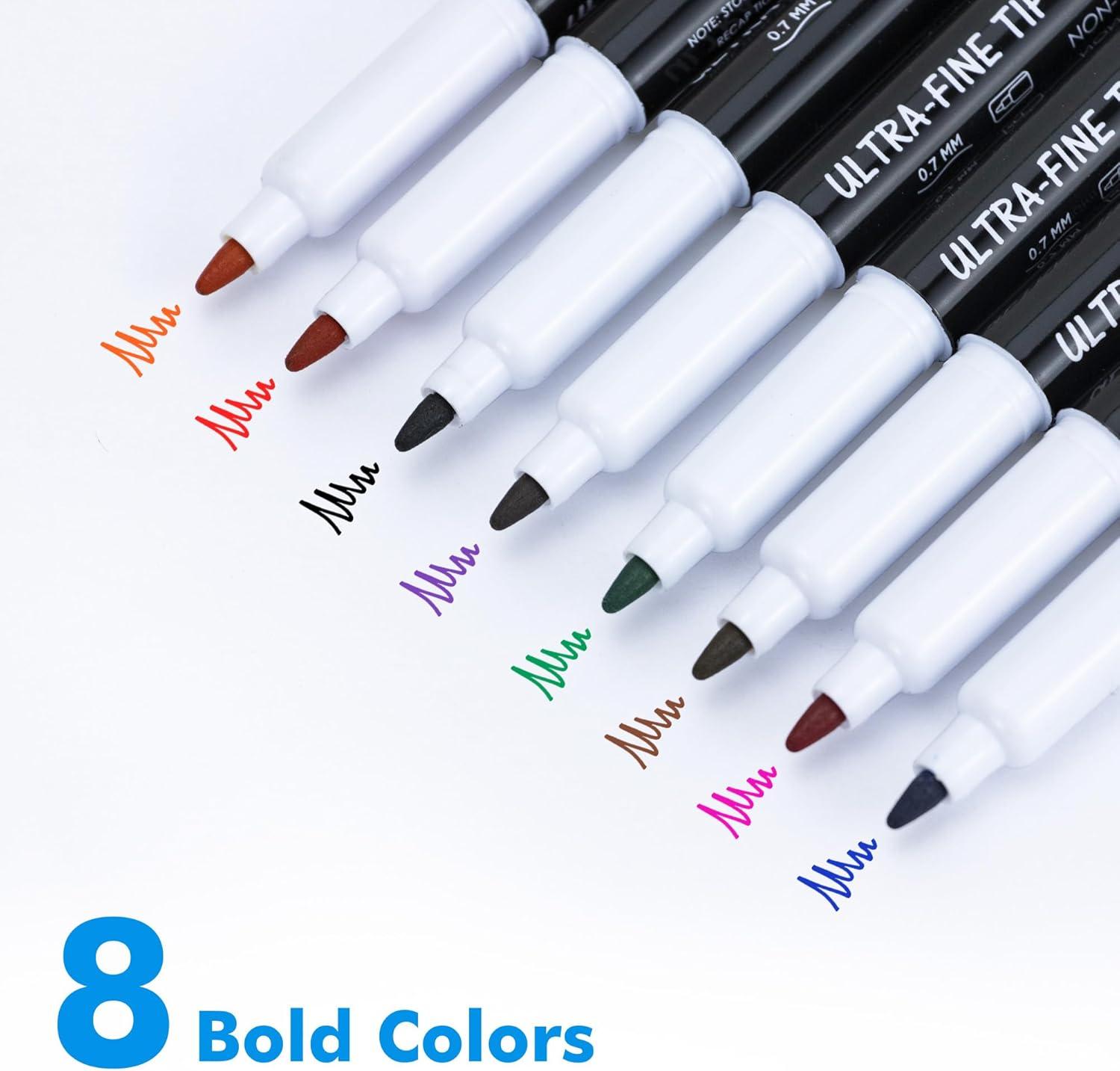 imagemaxtek Black Dry Erase Markers Ultra Fine Tip 07mm Low Odor Extra Fine Point Dry Erase Markers for Planning Whiteboard Calendar Boards Whiteboard Markers for School Supplies 12 Count8 Count 8 Colors