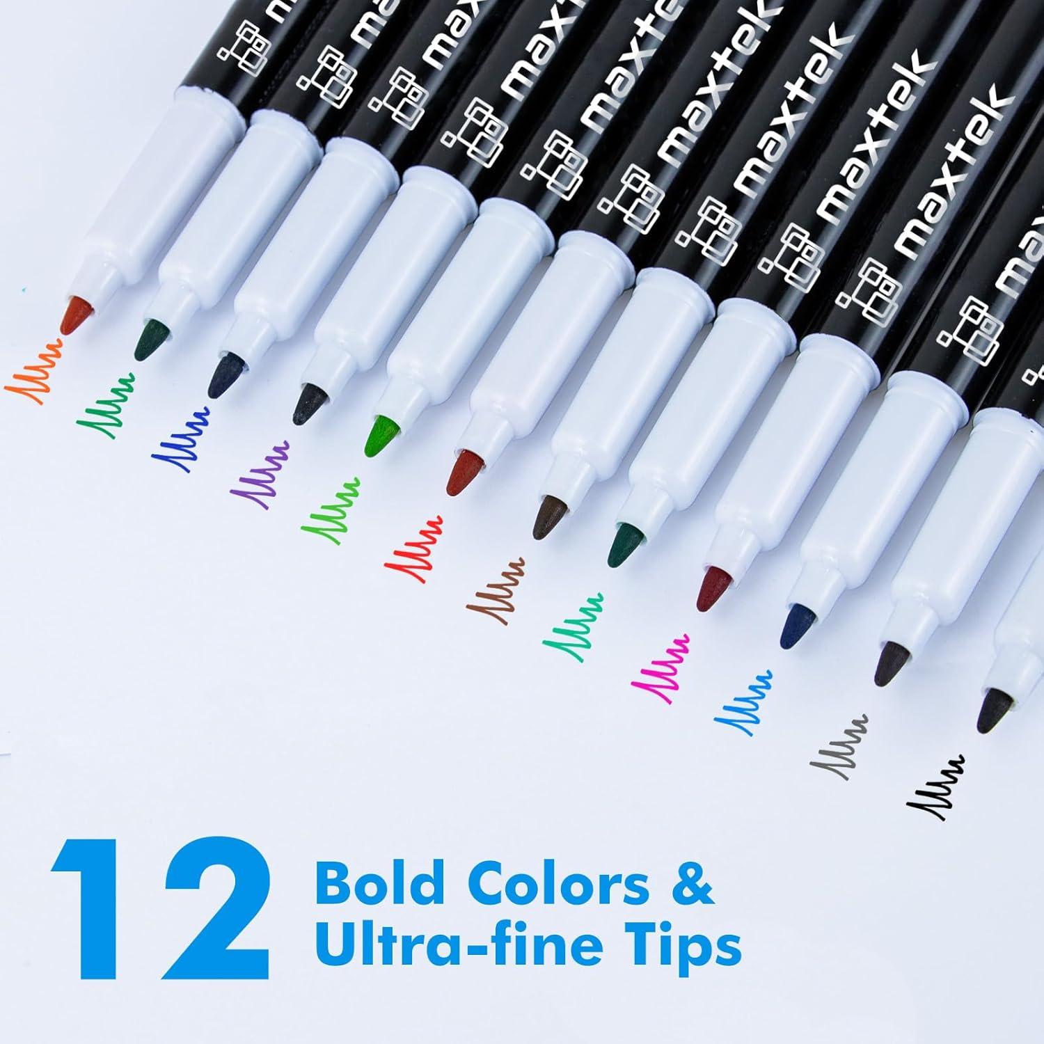 imagemaxtek Black Dry Erase Markers Ultra Fine Tip 07mm Low Odor Extra Fine Point Dry Erase Markers for Planning Whiteboard Calendar Boards Whiteboard Markers for School Supplies 12 Count24 Count 12 Colors