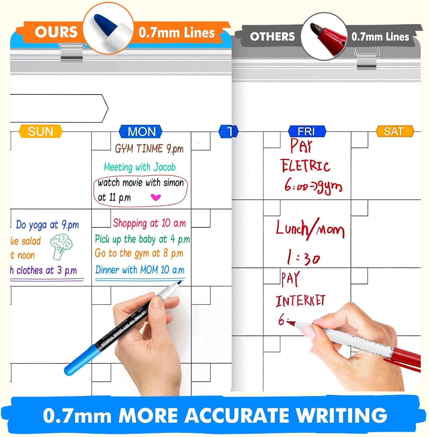 imagemaxtek Black Dry Erase Markers Ultra Fine Tip 07mm Low Odor Extra Fine Point Dry Erase Markers for Planning Whiteboard Calendar Boards Whiteboard Markers for School Supplies 12 Count12 Count 8 Colors