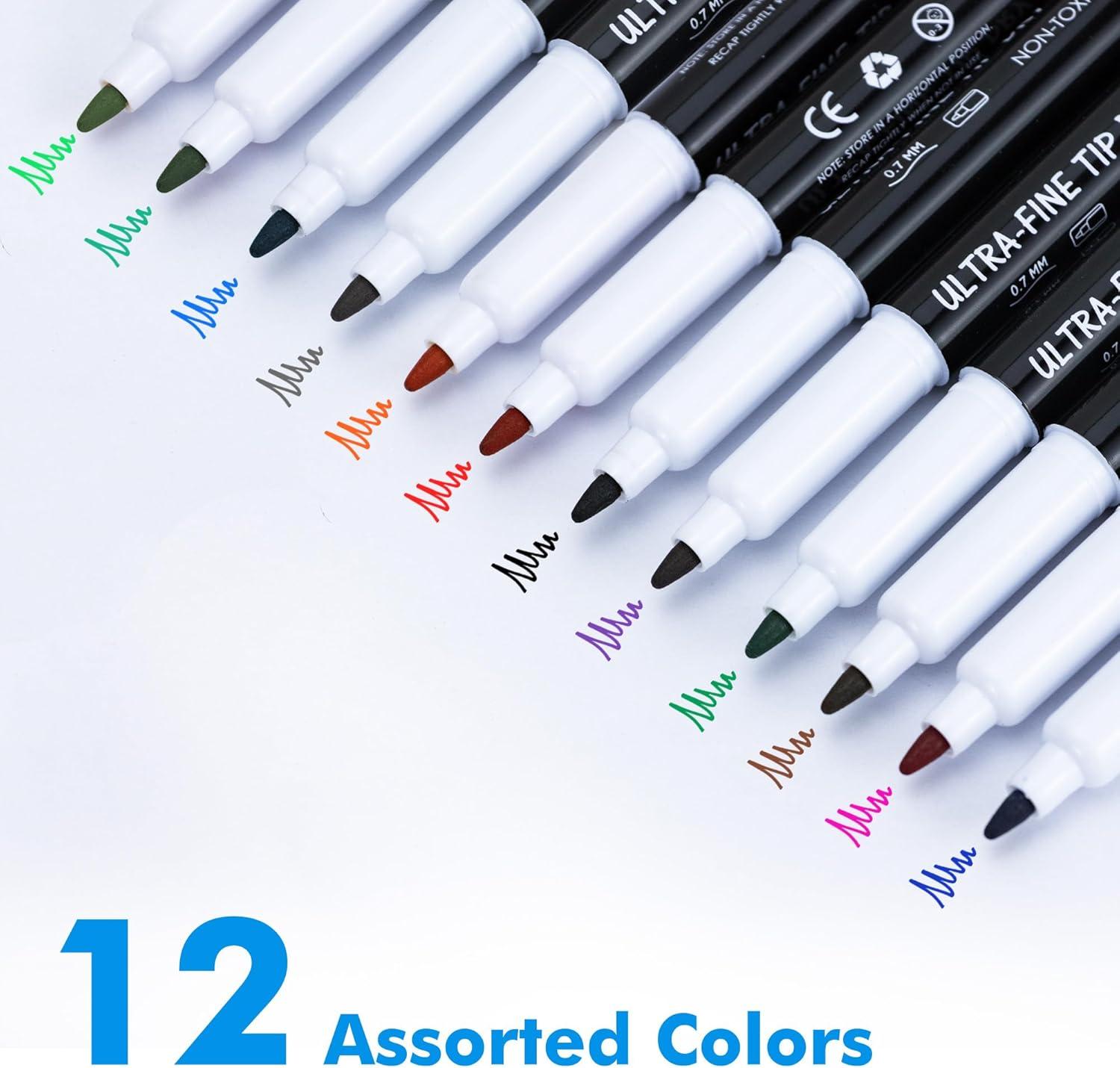 imagemaxtek Black Dry Erase Markers Ultra Fine Tip 07mm Low Odor Extra Fine Point Dry Erase Markers for Planning Whiteboard Calendar Boards Whiteboard Markers for School Supplies 12 Count36 Count 12 Colors