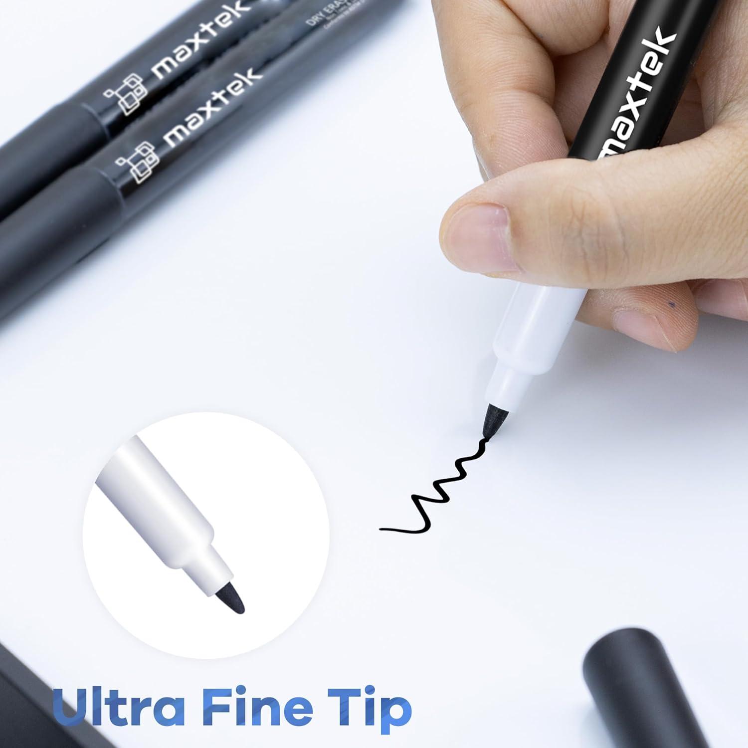 imagemaxtek Black Dry Erase Markers Ultra Fine Tip 07mm Low Odor Extra Fine Point Dry Erase Markers for Planning Whiteboard Calendar Boards Whiteboard Markers for School Supplies 12 Count12 Count Black