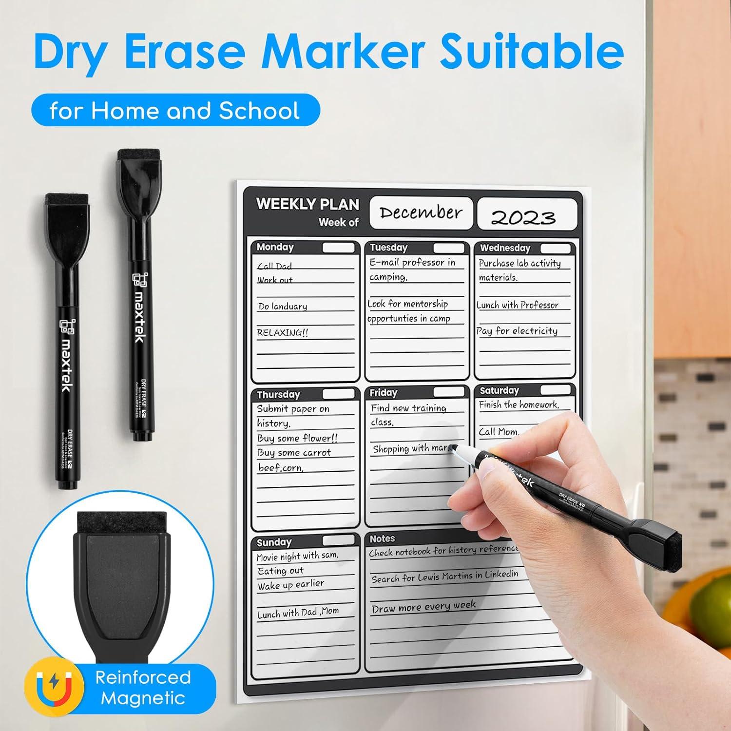 imagemaxtek Magnetic Black Dry Erase Markers 6 Count Fine Tip Whiteboard Markers with Eraser Thin Markers Low Odor for Classroom Office HomeBlack