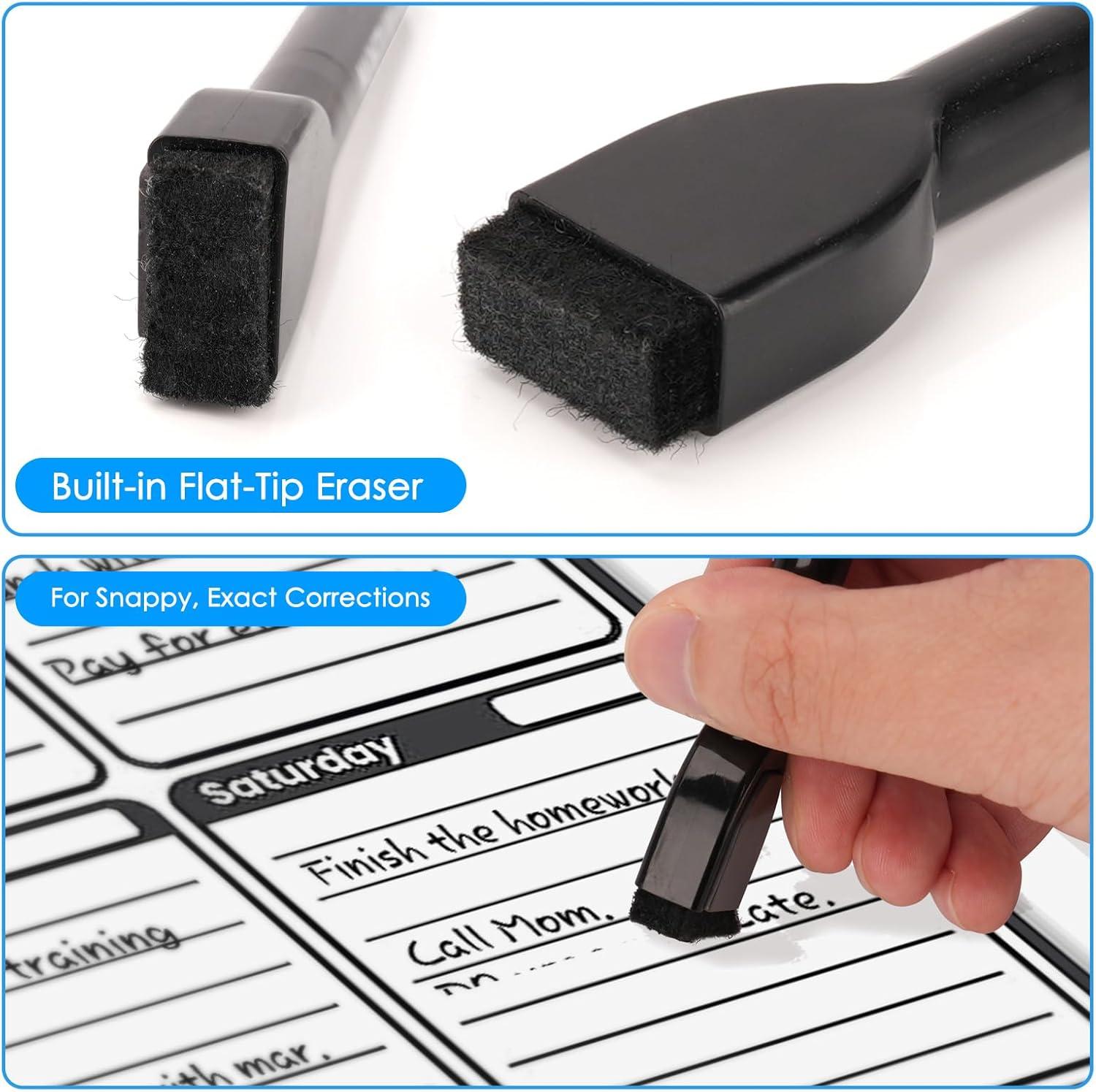 imagemaxtek Magnetic Black Dry Erase Markers 6 Count Fine Tip Whiteboard Markers with Eraser Thin Markers Low Odor for Classroom Office HomeBlack