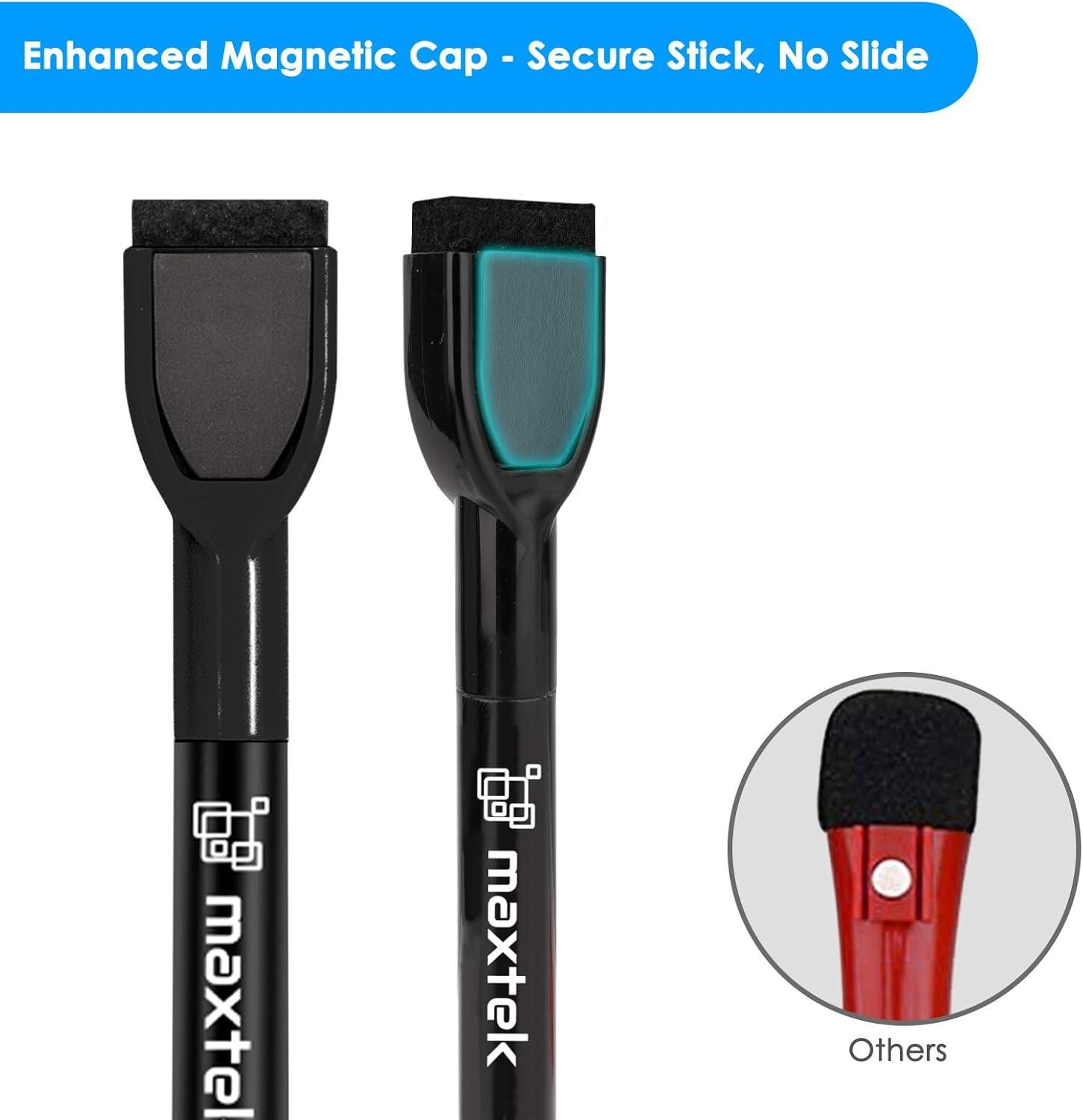 imagemaxtek Magnetic Black Dry Erase Markers 6 Count Fine Tip Whiteboard Markers with Eraser Thin Markers Low Odor for Classroom Office HomeBlack