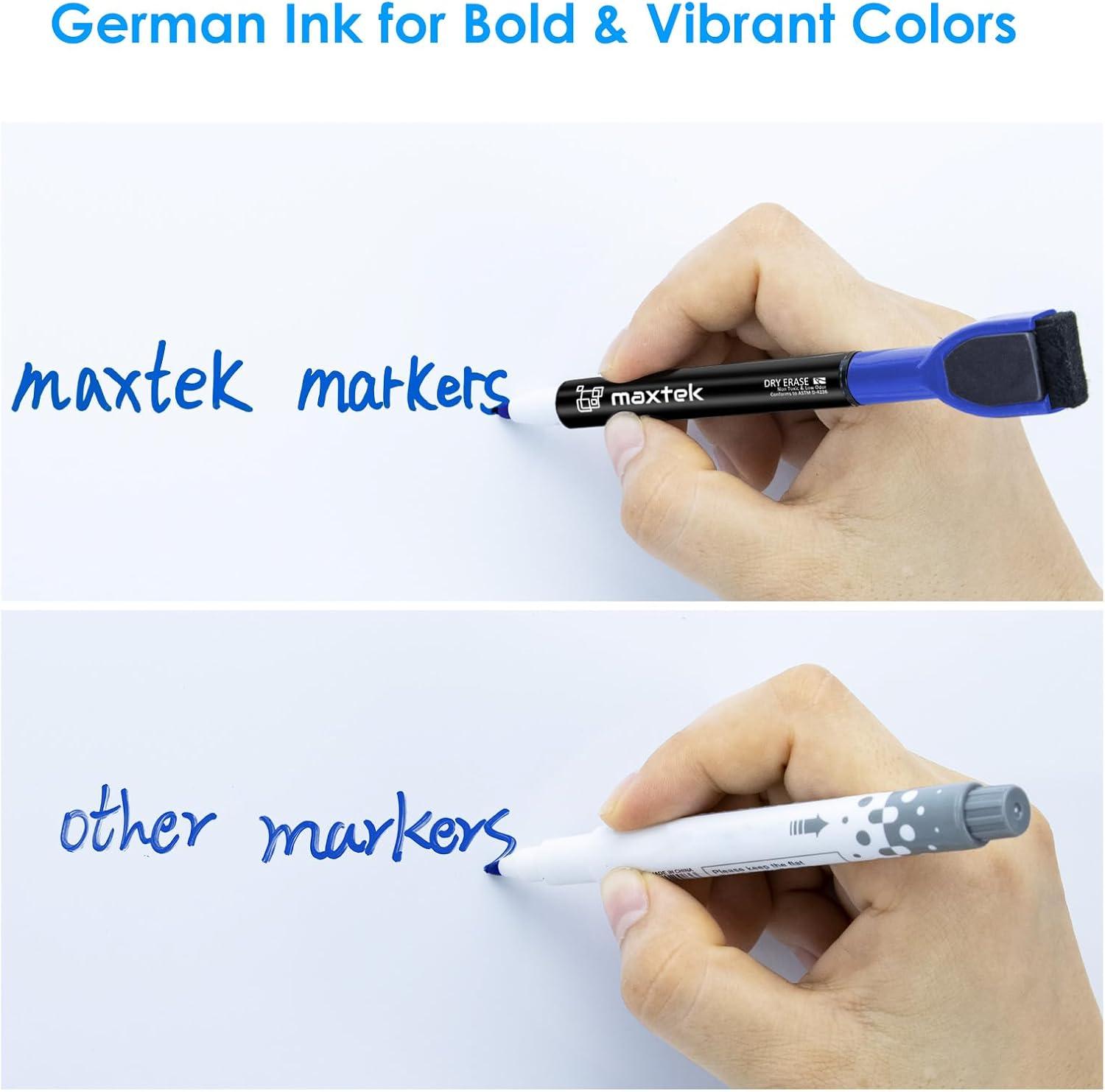 imagemaxtek Magnetic Black Dry Erase Markers 6 Count Fine Tip Whiteboard Markers with Eraser Thin Markers Low Odor for Classroom Office HomeBlue
