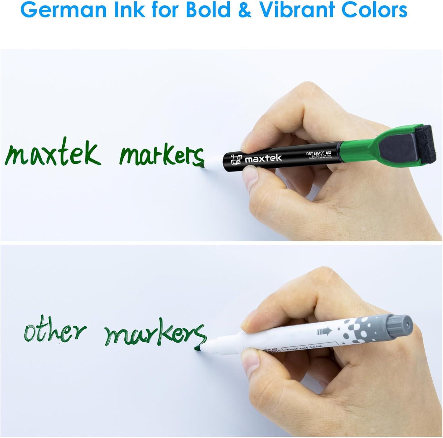 imagemaxtek Magnetic Black Dry Erase Markers 6 Count Fine Tip Whiteboard Markers with Eraser Thin Markers Low Odor for Classroom Office HomeGreen
