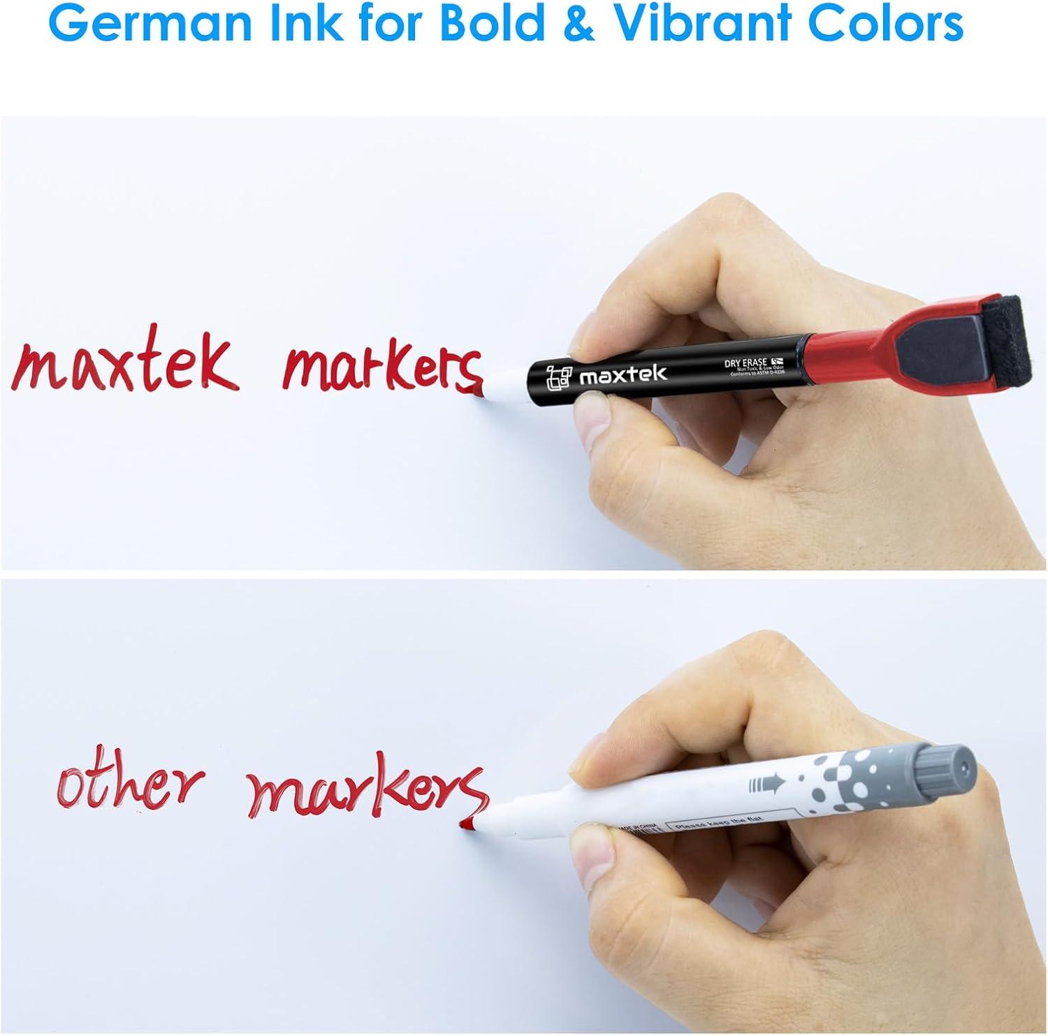 imagemaxtek Magnetic Black Dry Erase Markers 6 Count Fine Tip Whiteboard Markers with Eraser Thin Markers Low Odor for Classroom Office HomeRed