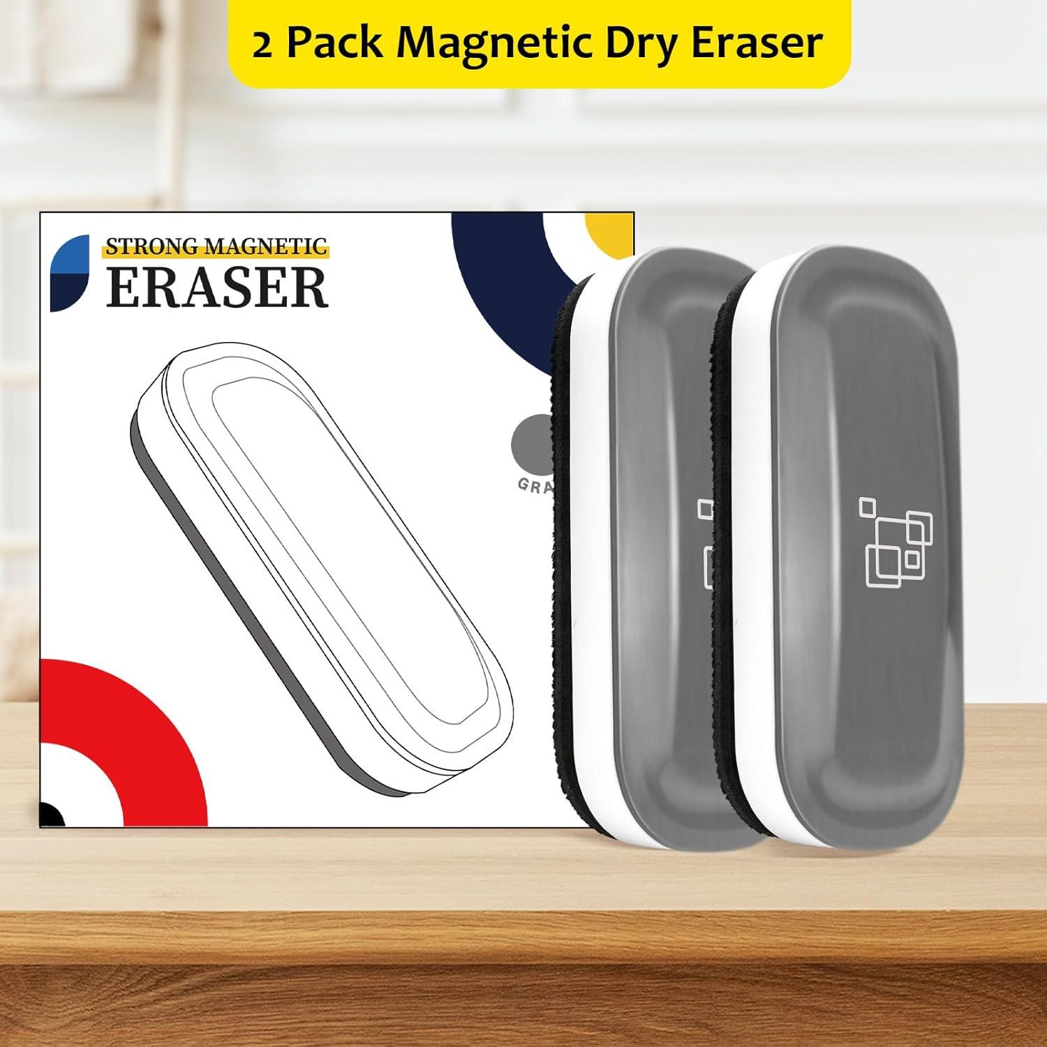 imagemaxtek Magnetic Dry Erase Eraser Glass Board Erasers 4 Pack Whiteboard Eraser for Dry Erase Board Glass Board Calendar Board Office and School Supplies Pure WhiteGray 2pack