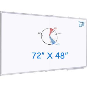 Magnetic White Board Dry Erase Board for Wall，72″ x 48″ (6ft x 4ft) Wall-Mounted Aluminum Frame Marker Board, Foldable Portable Whiteboard with a Long Pen Tray for School, Classroom, Office & Home(48″W x 72″H)