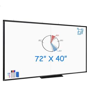 Magnetic White Board Dry Erase Board for Wall，72″ x 48″ (6ft x 4ft) Wall-Mounted Aluminum Frame Marker Board, Foldable Portable Whiteboard with a Long Pen Tray for School, Classroom, Office & Home(72″W x 40″H)