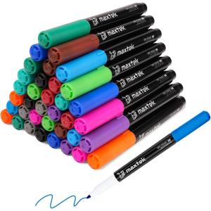 maxtek Black Dry Erase Markers Ultra Fine Tip, 0.7mm, Low Odor, Extra Fine Point Dry Erase Markers for Planning Whiteboard, Calendar Boards, Whiteboard Markers for School Supplies (12 Count)(36 Count 12 Colors)