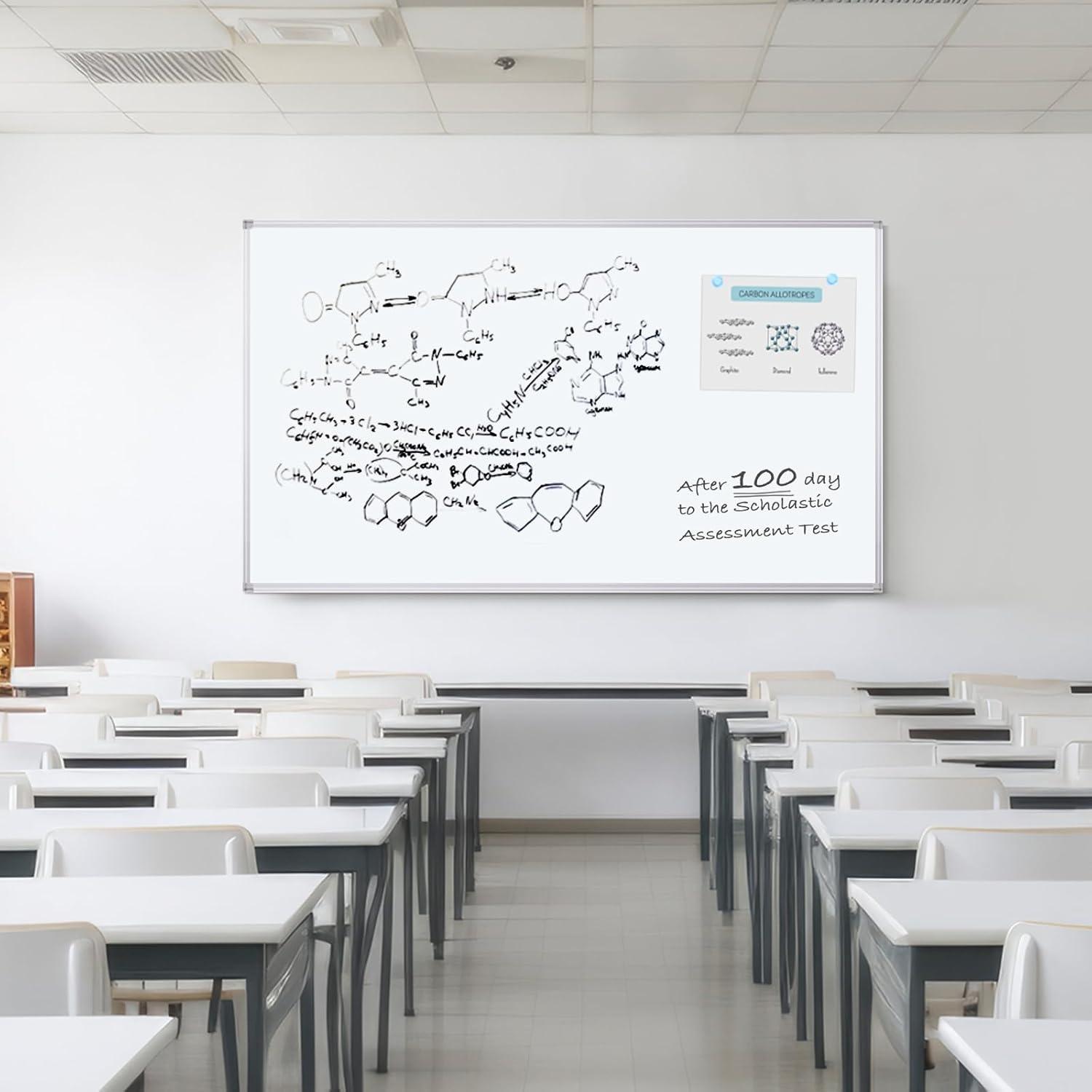 imageDry Erase Board 72 x 40 Inch Large Magnetic White Board for Wall Maxtek Aluminum Frame Erase Board Presentation WallMounted Marker Board with a Long Pen Tray for Classroom Office ampamp Home72 x 40 inches