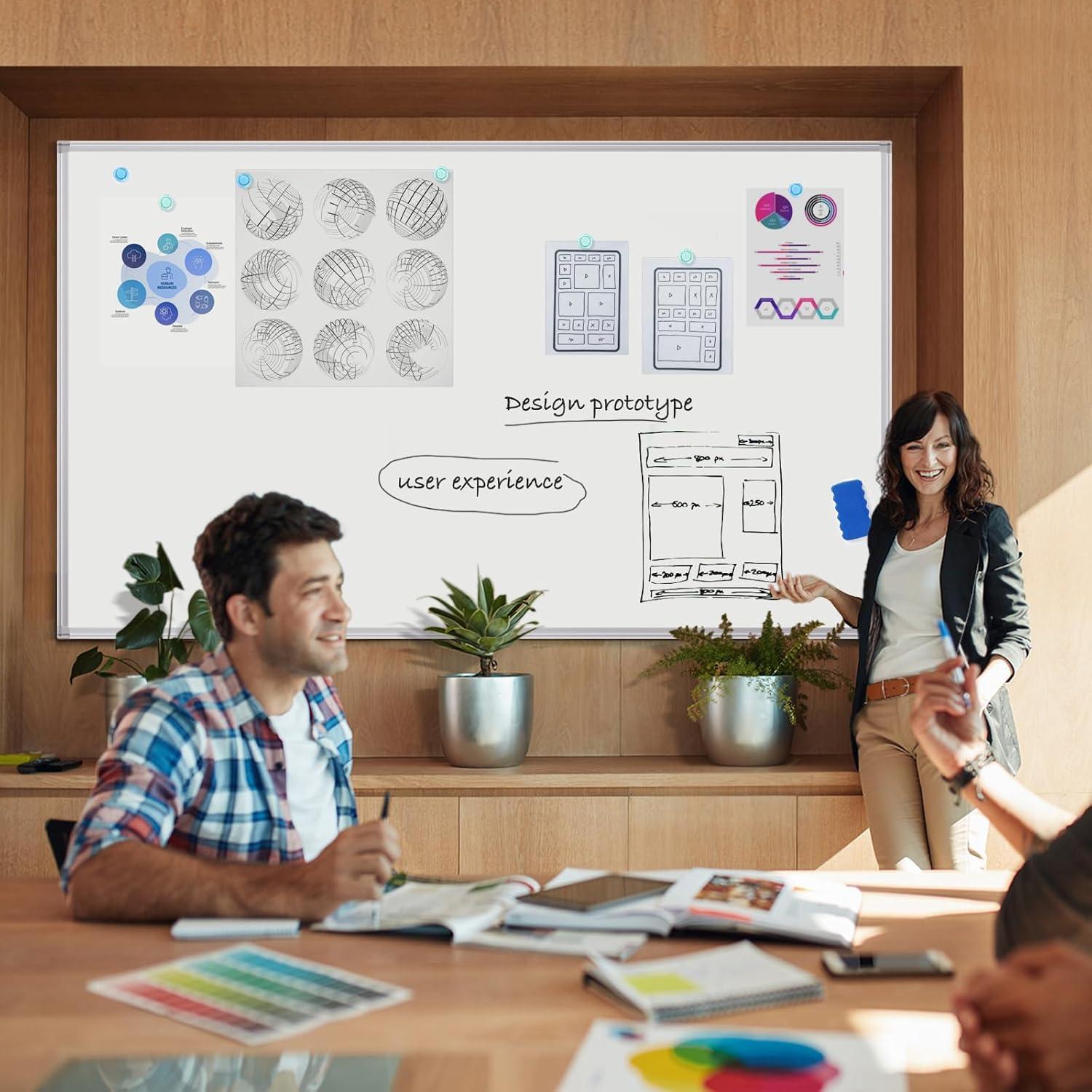 imageDry Erase Board 72 x 40 Inch Large Magnetic White Board for Wall Maxtek Aluminum Frame Erase Board Presentation WallMounted Marker Board with a Long Pen Tray for Classroom Office ampamp Home72 x 40 inches