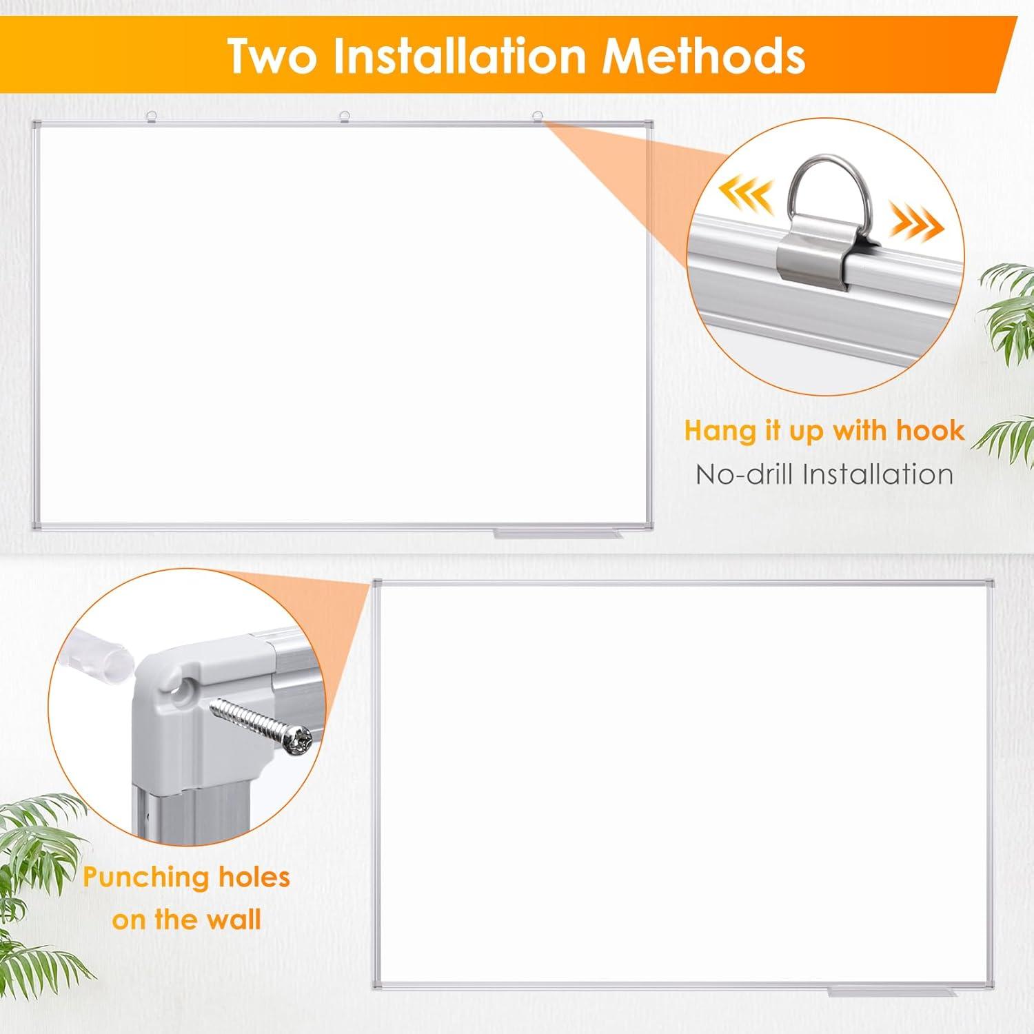 imageDry Erase Board 72 x 40 Inch Large Magnetic White Board for Wall Maxtek Aluminum Frame Erase Board Presentation WallMounted Marker Board with a Long Pen Tray for Classroom Office ampamp Home72x48 White