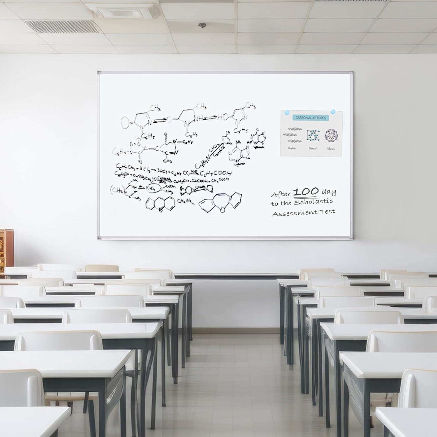 imageDry Erase Board 72 x 40 Inch Large Magnetic White Board for Wall Maxtek Aluminum Frame Erase Board Presentation WallMounted Marker Board with a Long Pen Tray for Classroom Office ampamp Home72x48 White