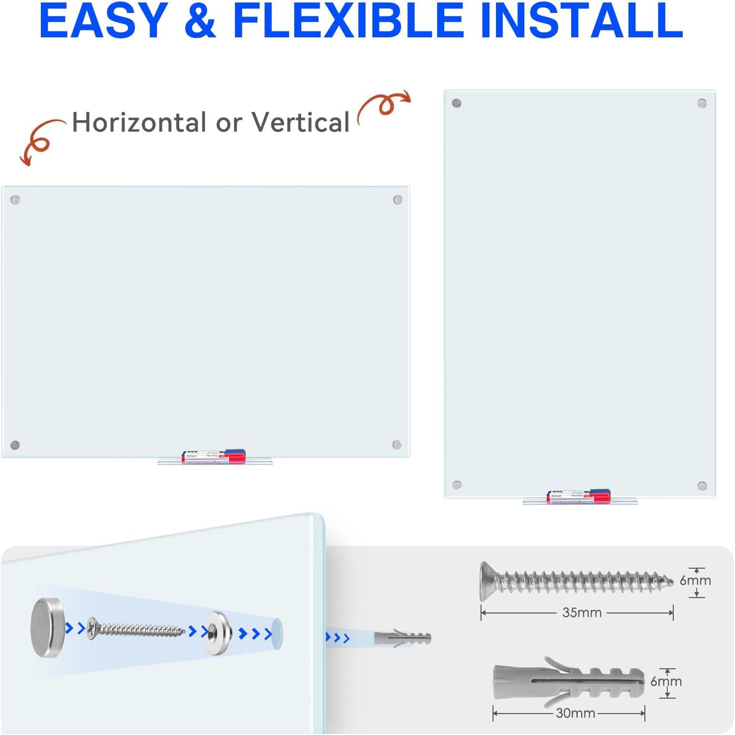 imageMagnetic Glass Whiteboard 6x4 72quotx48quot Glass Dry Erase Board for Wall Mounted Large Commercial Board Frameless for Office Classroom ampamp Home36 x 24