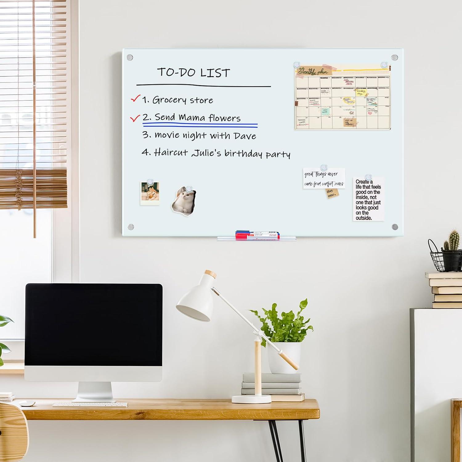 imageMagnetic Glass Whiteboard 6x4 72quotx48quot Glass Dry Erase Board for Wall Mounted Large Commercial Board Frameless for Office Classroom ampamp Home36 x 24