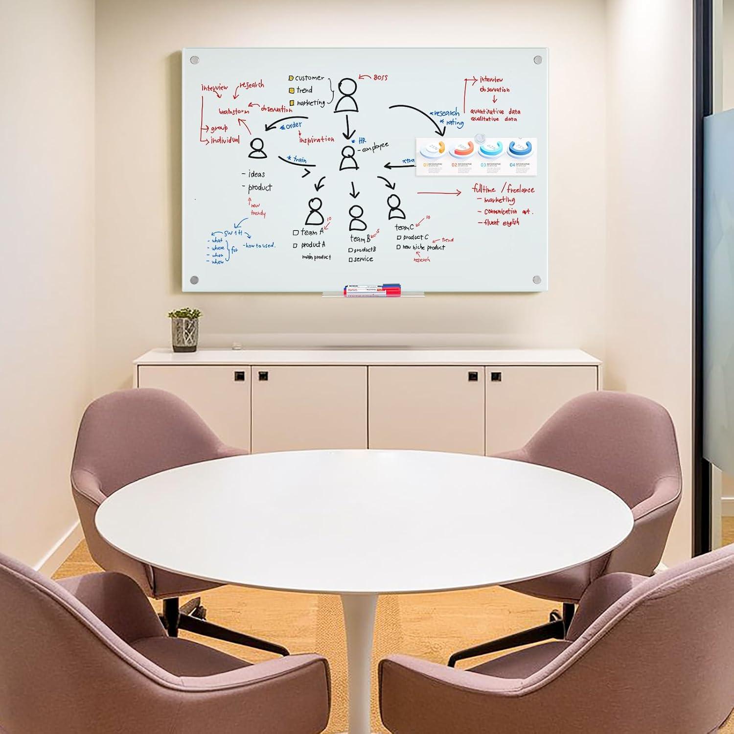 imageMagnetic Glass Whiteboard 6x4 72quotx48quot Glass Dry Erase Board for Wall Mounted Large Commercial Board Frameless for Office Classroom ampamp Home36 x 24
