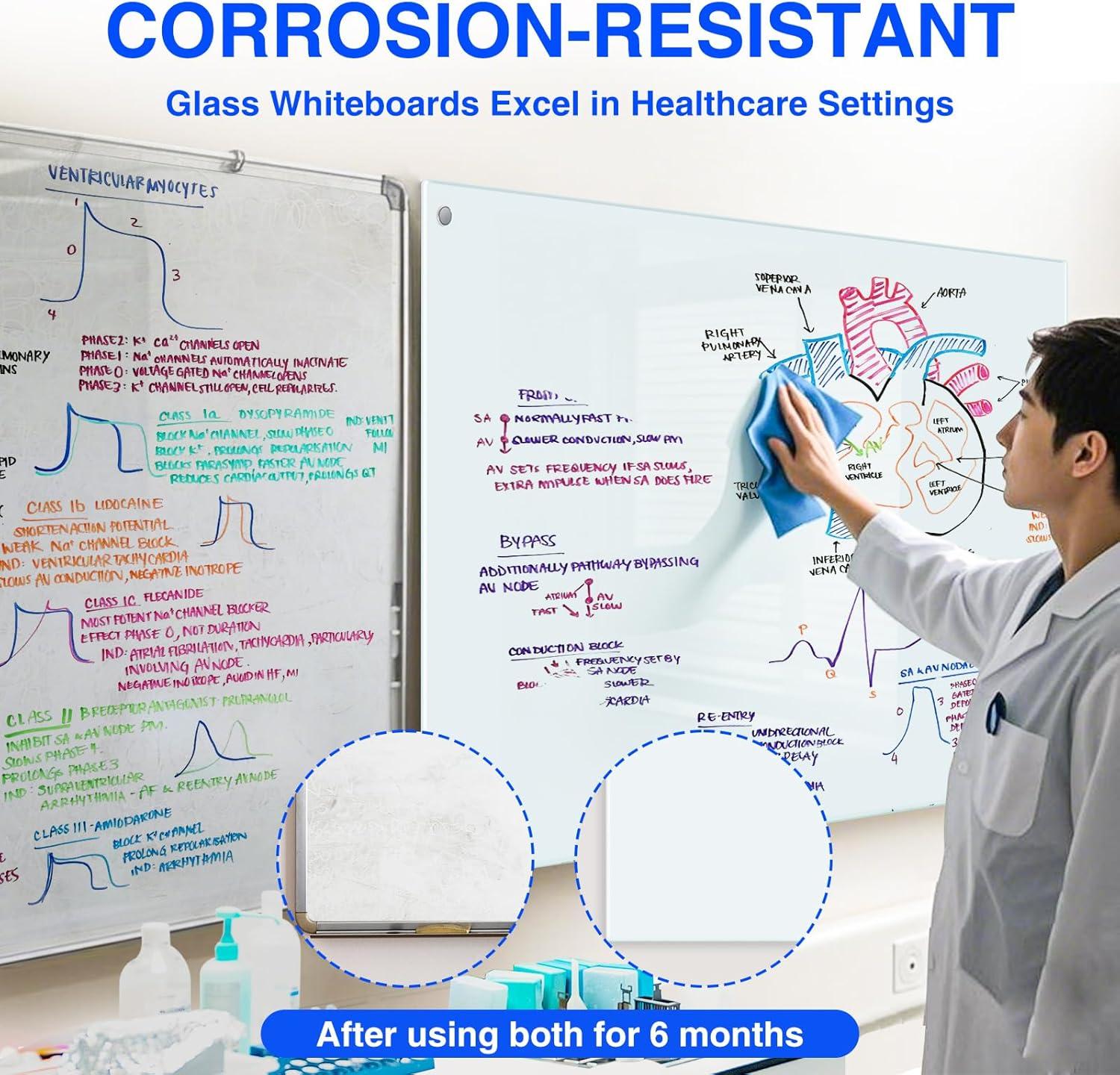 imageMagnetic Glass Whiteboard 6x4 72quotx48quot Glass Dry Erase Board for Wall Mounted Large Commercial Board Frameless for Office Classroom ampamp Home48 x 32