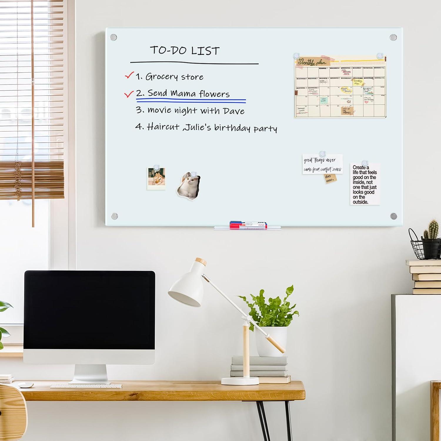 imageMagnetic Glass Whiteboard 6x4 72quotx48quot Glass Dry Erase Board for Wall Mounted Large Commercial Board Frameless for Office Classroom ampamp Home48 x 32