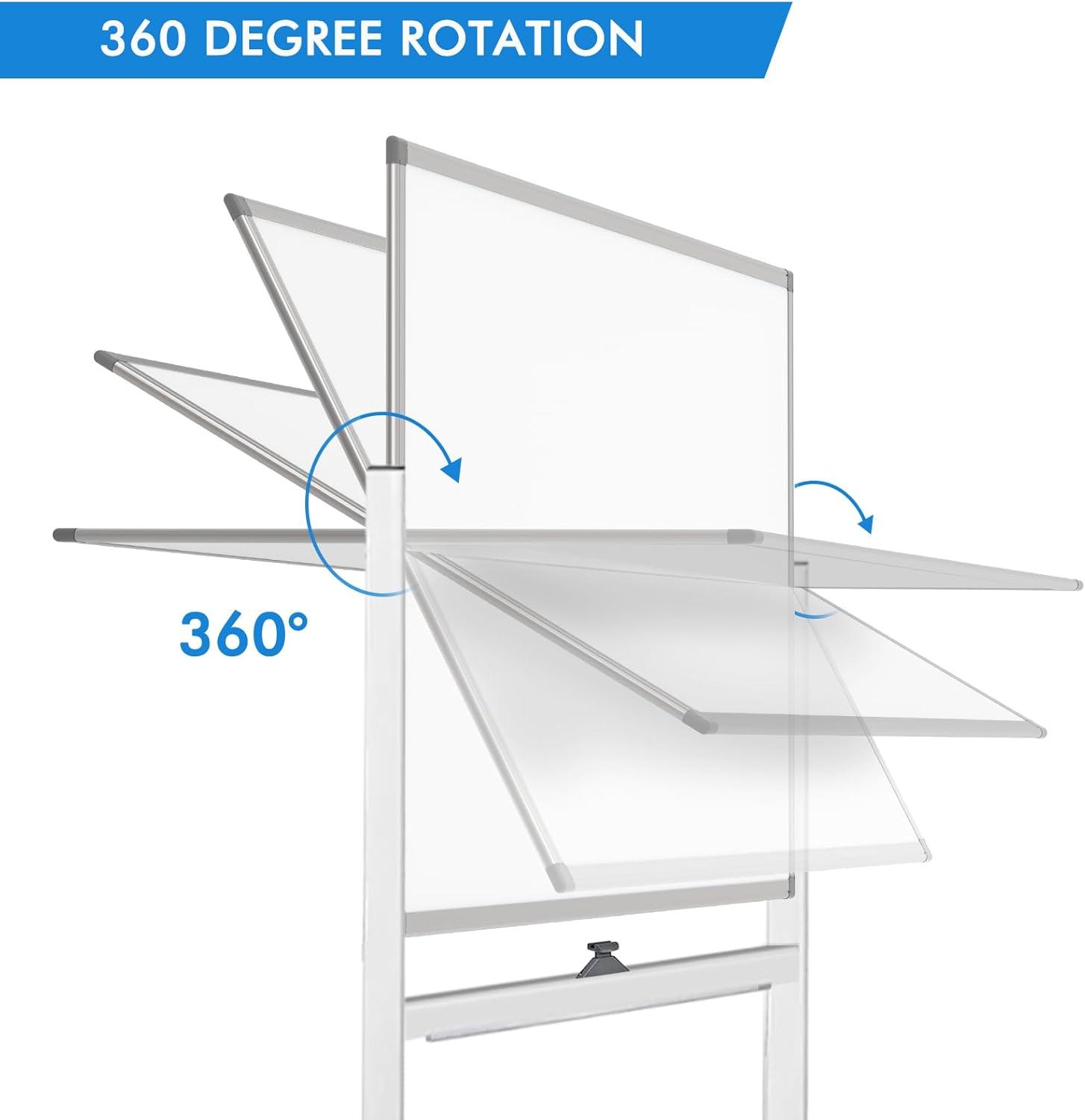 imageMaxtek Rolling White Board on Wheels 48x32 inch Double Side Magnetic Dry Erase Board with Stand Aluminum Frame Easel Mobile Standing Whiteboard for Office Classroom ampamp HomeSilver Frame