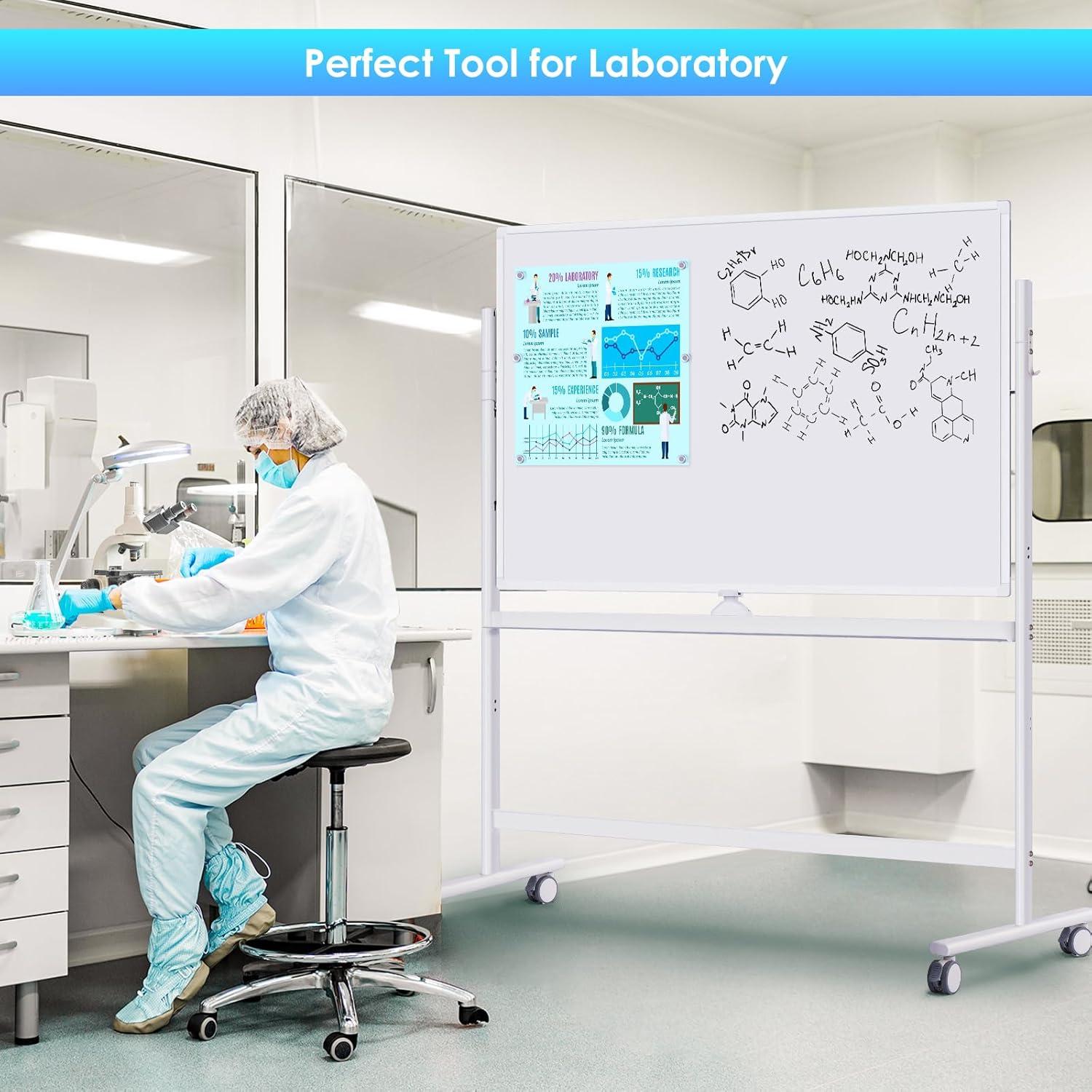 imageMaxtek Rolling Whiteboard on Wheels 48quotx32quot NanoClean Large Magnetic Dry Erase Board with Stand DoubleSided Mobile Whiteboard for Homeschool Home Office Office SchoolSilver