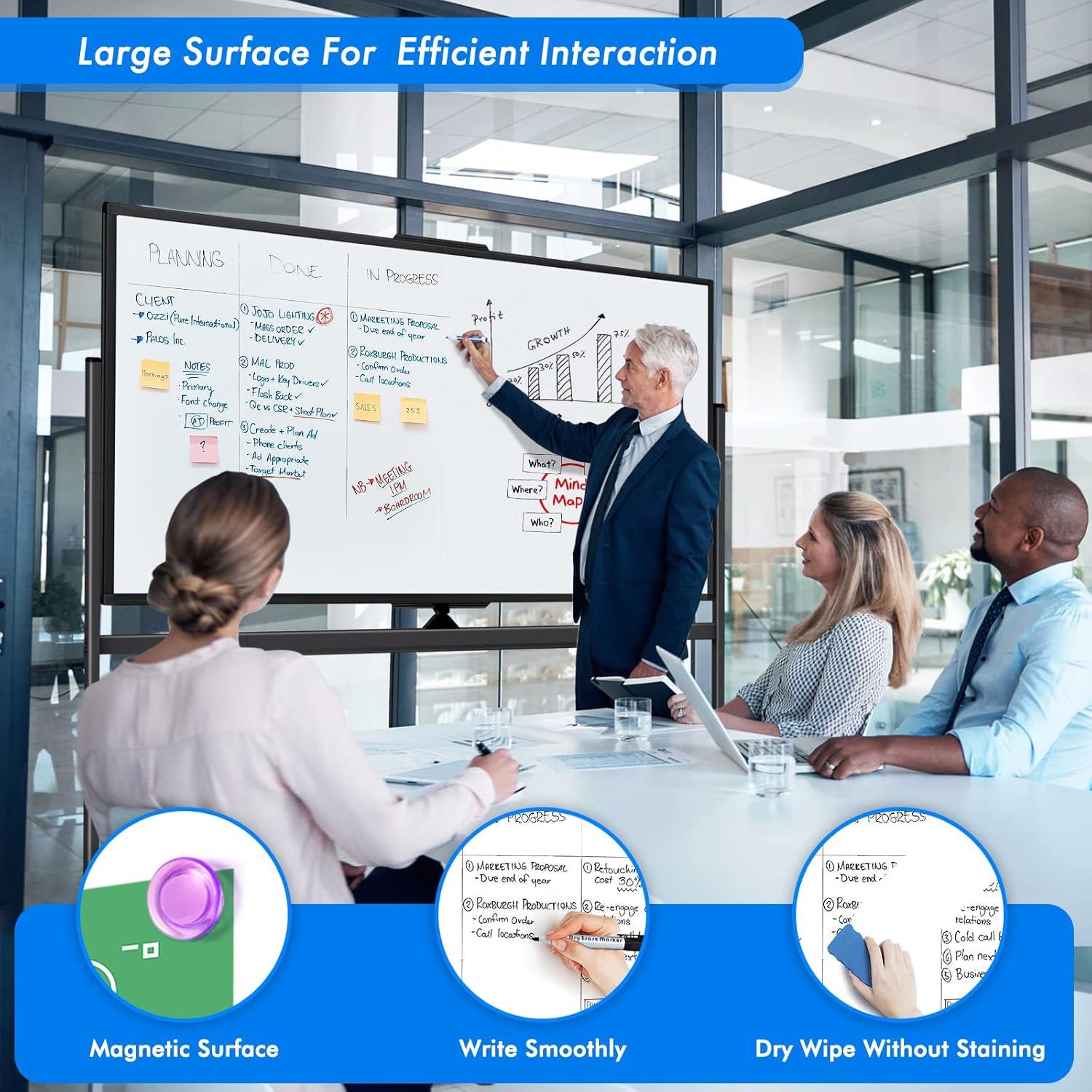 imagemaxtek 60 x 48 Double Sided Rolling Whiteboard Mobile Whiteboard Magnetic White Board Large Reversible Dry Erase Board Easel Standing Board on Wheels with Stand 60 x 4872x40 inch