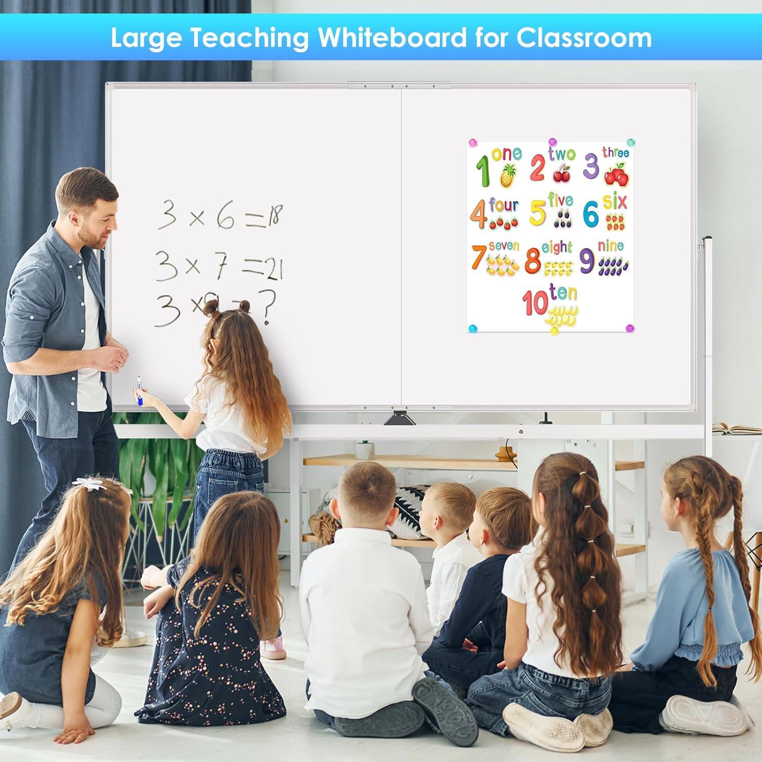 imagemaxtek 60 x 48 Double Sided Rolling Whiteboard Mobile Whiteboard Magnetic White Board Large Reversible Dry Erase Board Easel Standing Board on Wheels with Stand 60 x 4872x48 inch