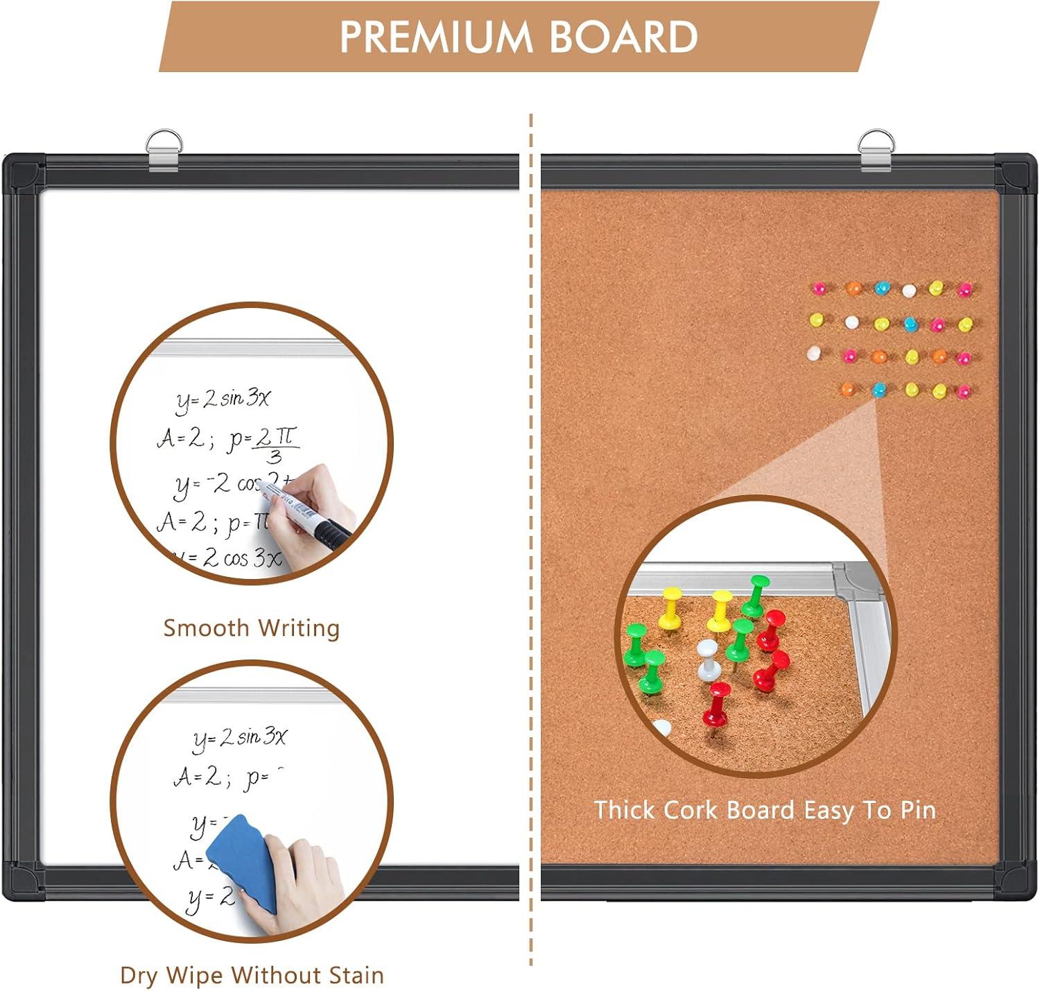 imagemaxtek Combination Board 36 x 24 Magnetic Whiteboard ampamp Cork Board Dry Erase Board Bulletin Combo Board for Home Office Classroom 3 x 2 Wall Mounted Memo Message BoardBlack