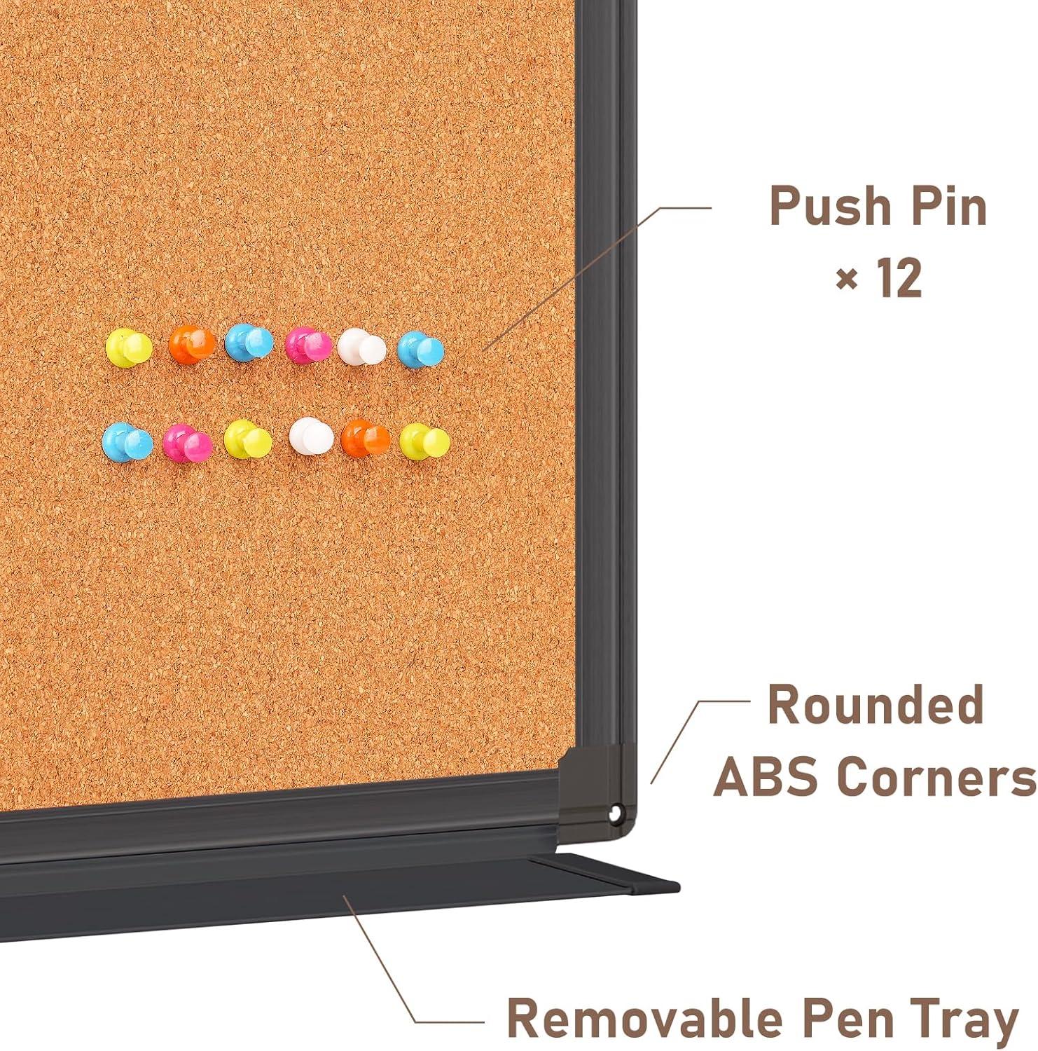 imagemaxtek Combination Board 36 x 24 Magnetic Whiteboard ampamp Cork Board Dry Erase Board Bulletin Combo Board for Home Office Classroom 3 x 2 Wall Mounted Memo Message BoardBlack