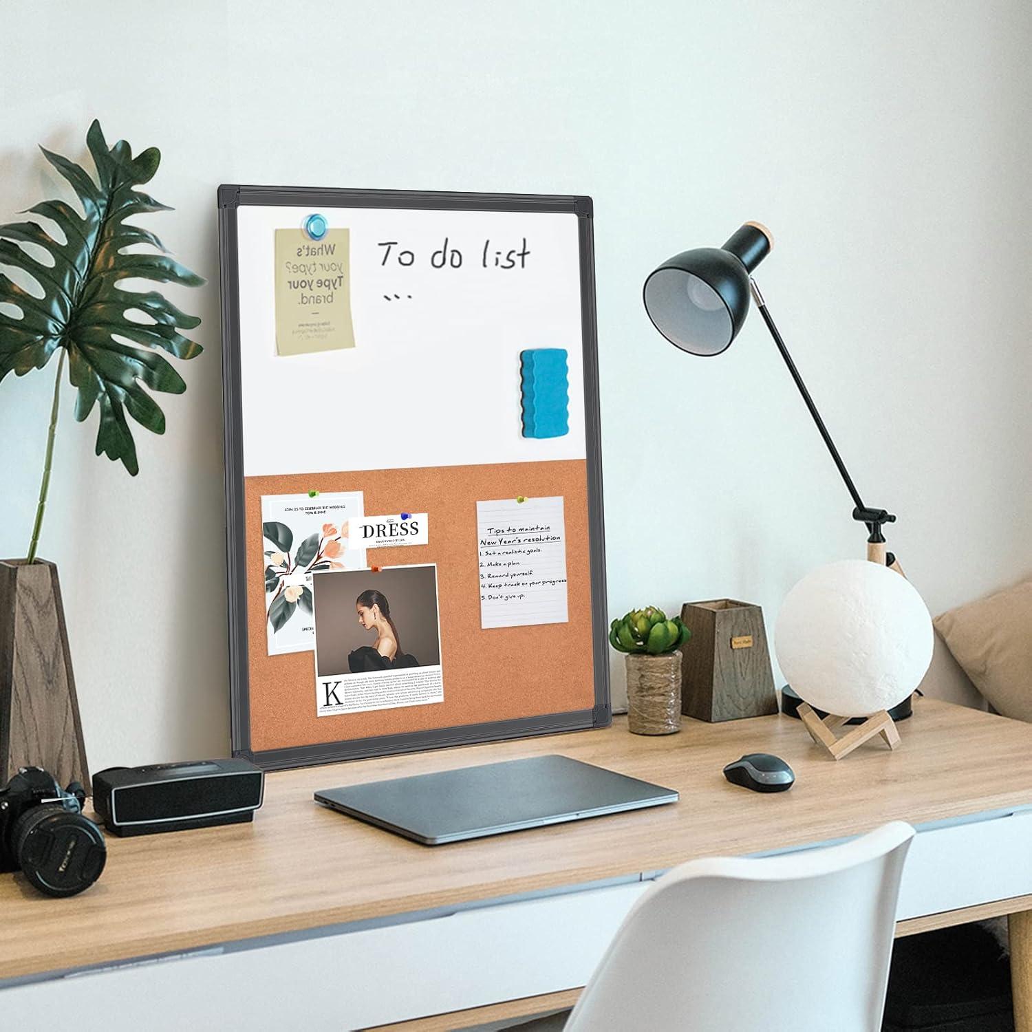 imagemaxtek Combination Board 36 x 24 Magnetic Whiteboard ampamp Cork Board Dry Erase Board Bulletin Combo Board for Home Office Classroom 3 x 2 Wall Mounted Memo Message BoardBlack