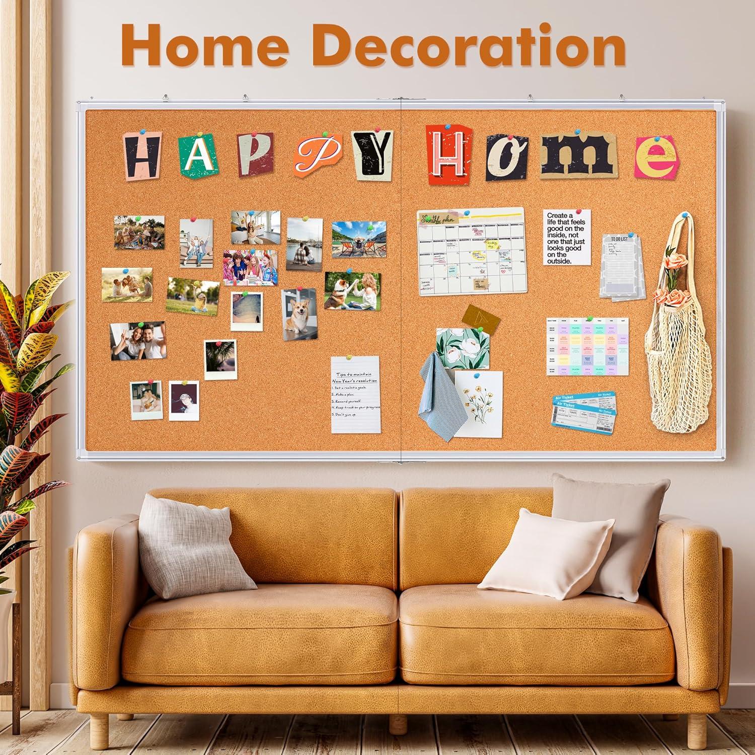 imagemaxtek Large Cork Board 48 x 36 in Bulletin Board for Walls 4x 3 Extra Aluminum Framed Corkboard Foldable Wall Mounted Pin Memo Notice Cork Board for Office Home Wall Display72x48 inches Silver