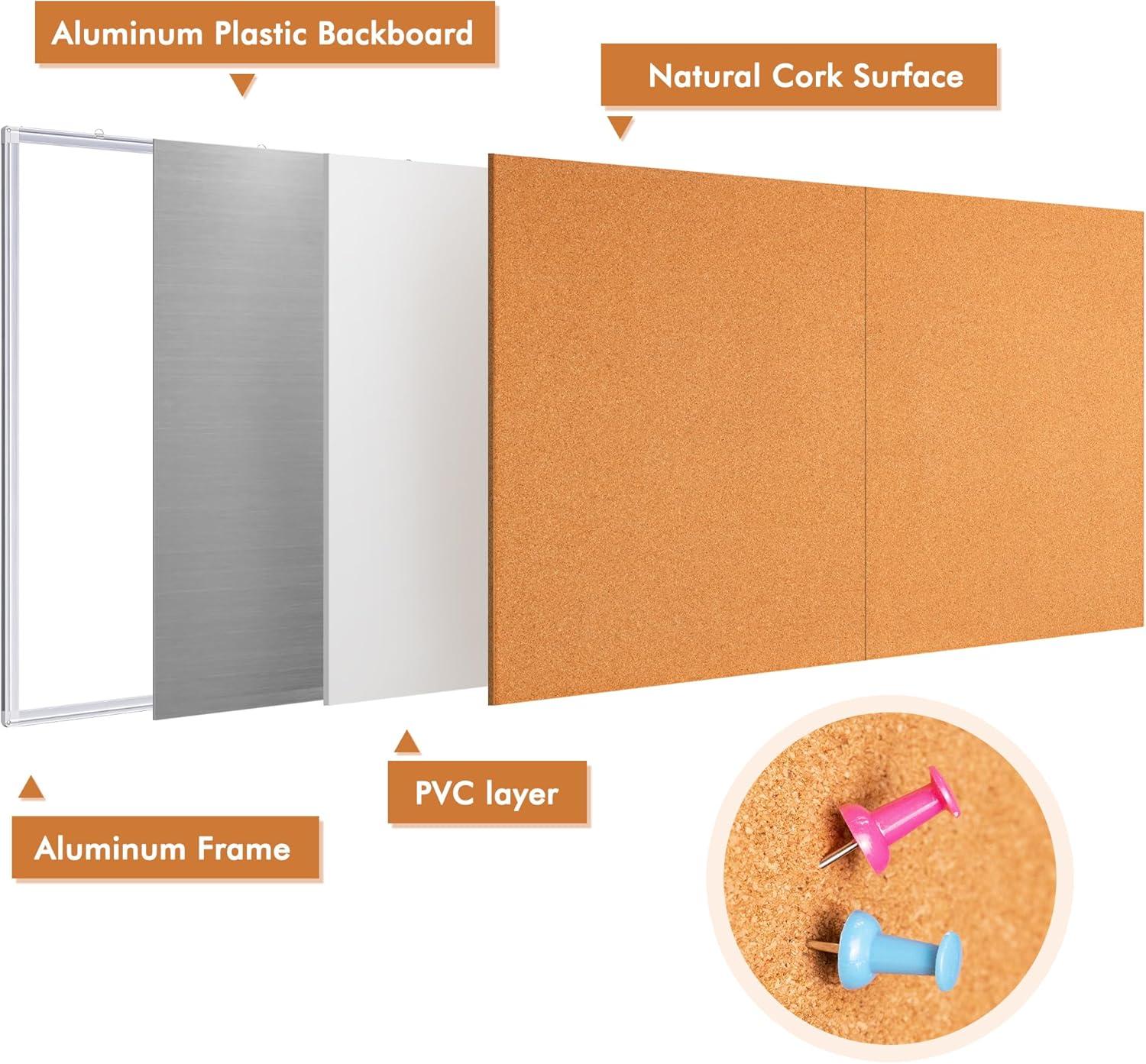 imagemaxtek Large Cork Board 48 x 36 in Bulletin Board for Walls 4x 3 Extra Aluminum Framed Corkboard Foldable Wall Mounted Pin Memo Notice Cork Board for Office Home Wall Display72x48 inches Silver