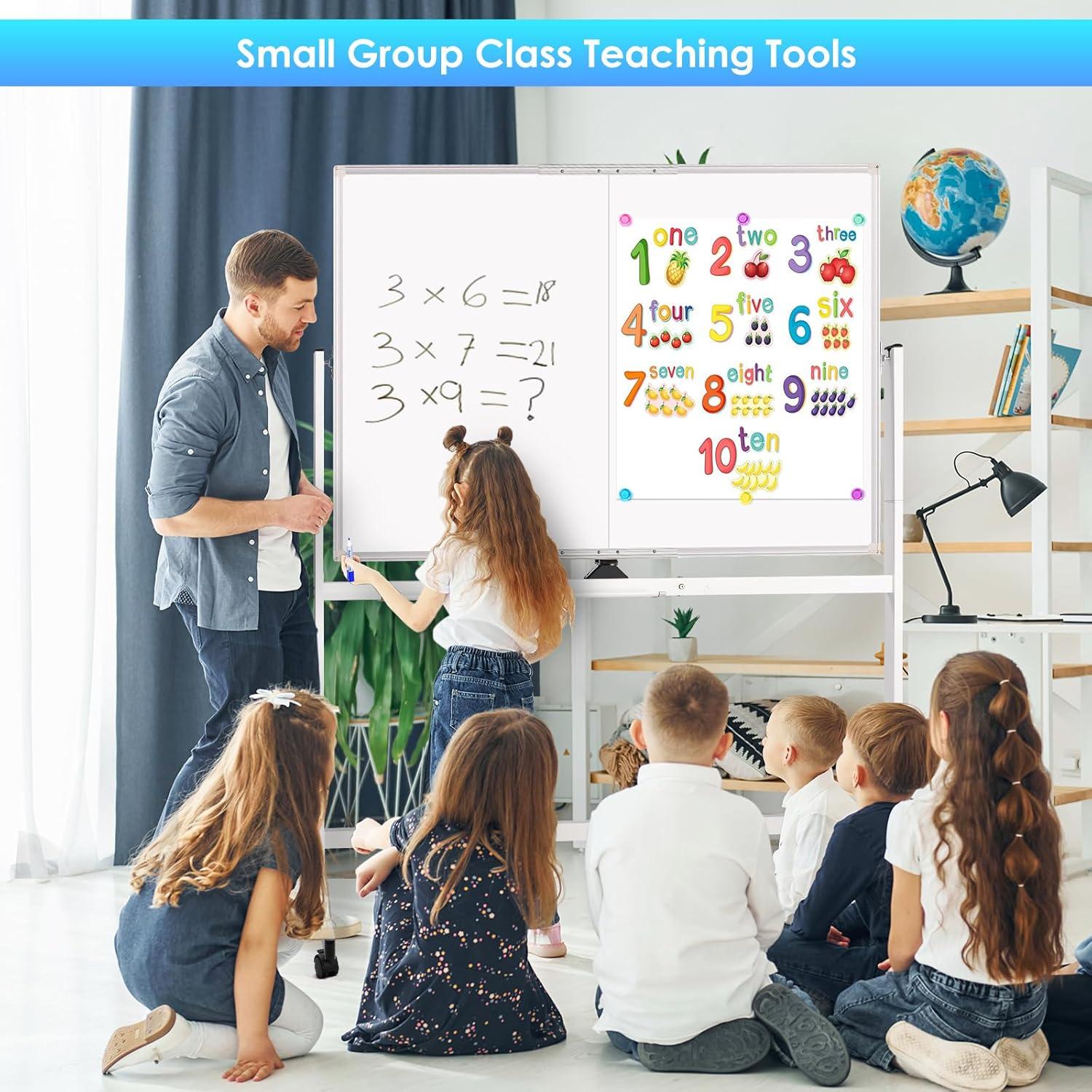 imagemaxtek Rolling Whiteboard 48x48 Large Magnetic White Board with Stands Big DoubleSided White Board Dry Erase on Wheels for Homeschool Home Office Office SchoolSilver