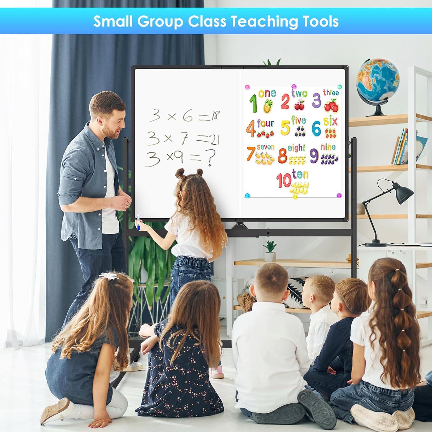 imagemaxtek Rolling Whiteboard 48x48 Large Magnetic White Board with Stands Big DoubleSided White Board Dry Erase on Wheels for Homeschool Home Office Office SchoolBlack