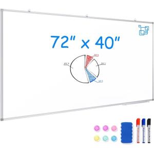 Dry Erase Board 72 x 40 Inch, Large Magnetic White Board for Wall, Maxtek Aluminum Frame Erase Board Presentation Wall-Mounted Marker Board with a Long Pen Tray for Classroom, Office & Home(72 x 40 inches)