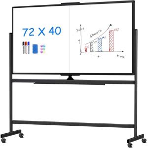 maxtek 60 x 48 Double Sided Rolling Whiteboard, Mobile Whiteboard Magnetic White Board – Large Reversible Dry Erase Board Easel Standing Board on Wheels with Stand (60 x 48)(72×40 inch)