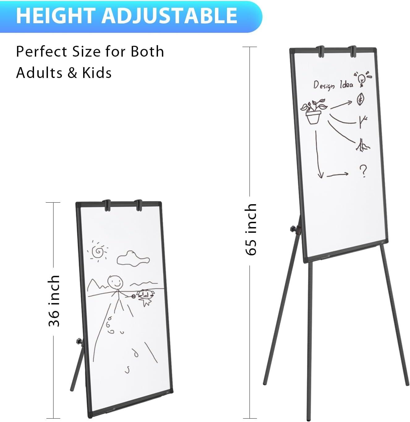 imageEasel Whiteboard Magnetic Portable Dry Erase 36 x 24 Tripod Height Adjustable 3 x 2 Flipchart Easel Stand White Board for Office 36x24 Gray36x24 Black