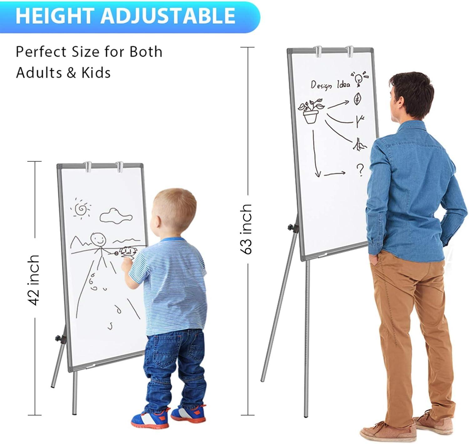 imageEasel Whiteboard Magnetic Portable Dry Erase 36 x 24 Tripod Height Adjustable 3 x 2 Flipchart Easel Stand White Board for Office 36x24 Gray36x24 Gray