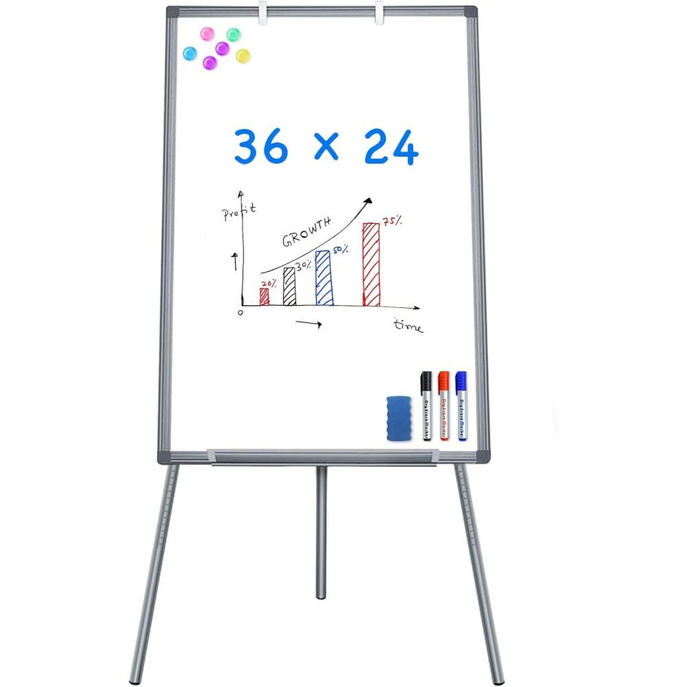 imageEasel Whiteboard Magnetic Portable Dry Erase 36 x 24 Tripod Height Adjustable 3 x 2 Flipchart Easel Stand White Board for Office 36x24 Gray36x24 Gray