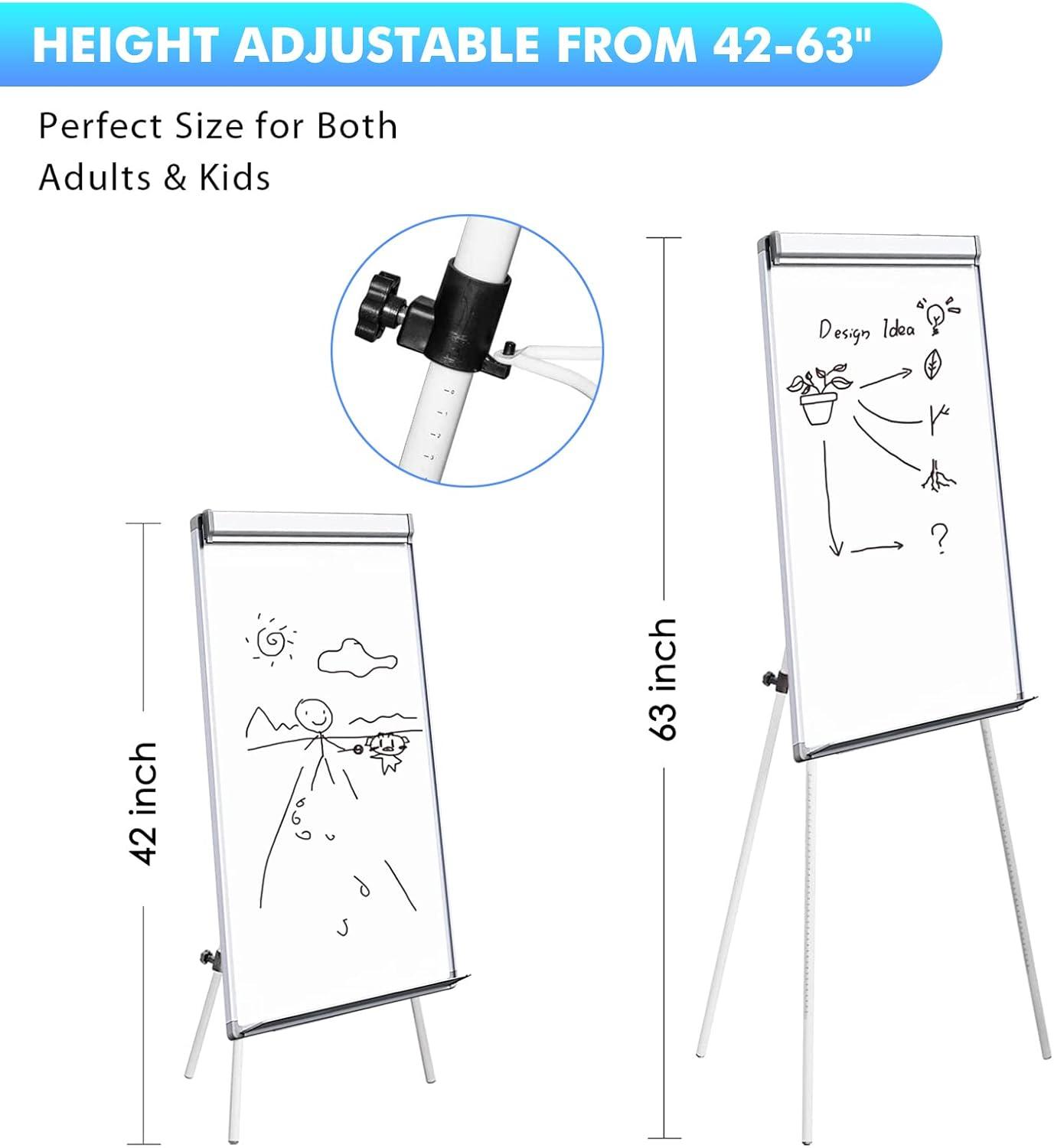 imagemaxtek Easel White Board Magnetic Tripod Whiteboard Portable Dry Erase Board 36 x 24 inches Flipchart Easel Board Height Adjustable 3 x 2 Portable White BoardSilver