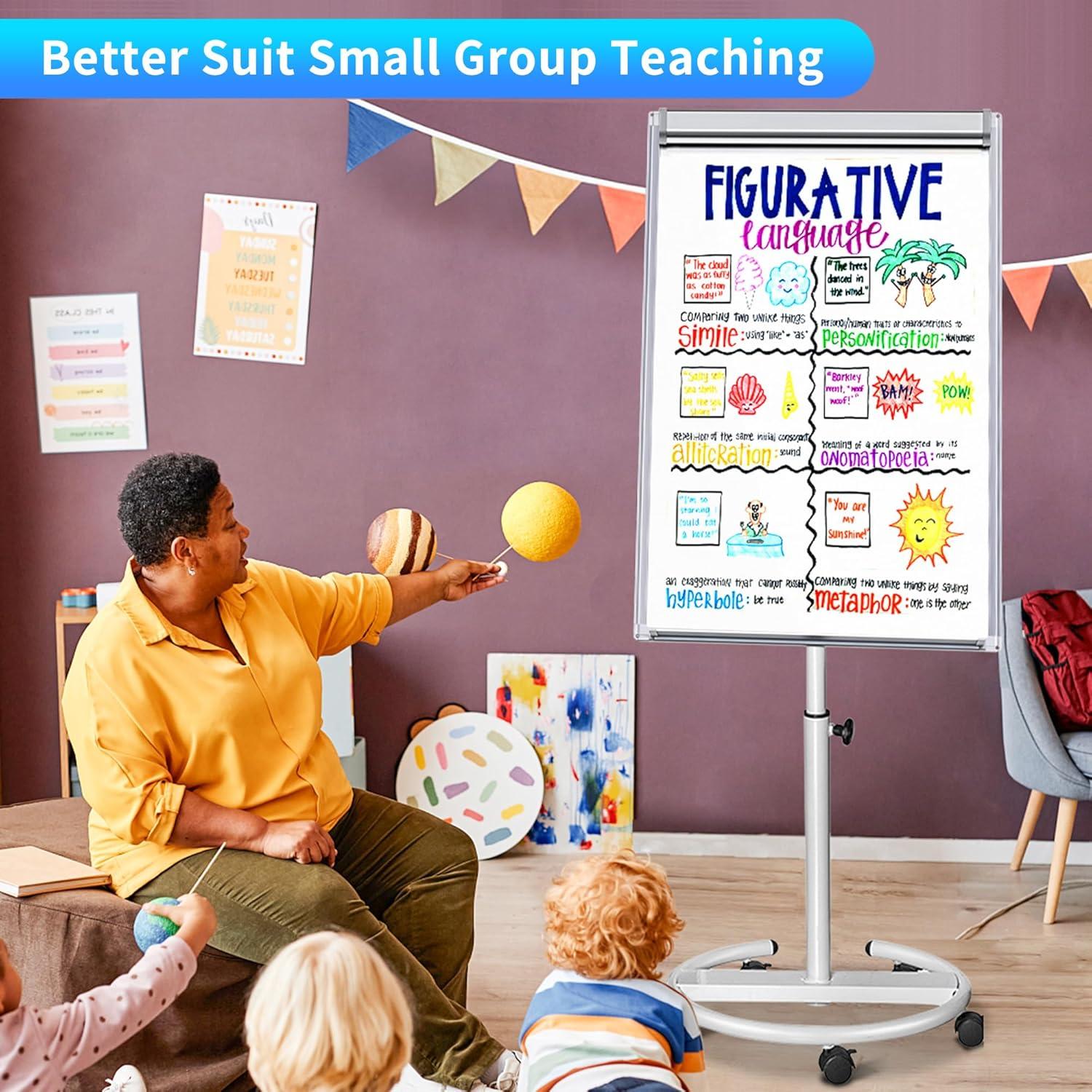 imagemaxtek Mobile Dry Erase Board 40x28 inches Magnetic Portable Whiteboard Stand Easel White Board Flipchart Easel Board with 25 Sheets Paper PadSilver