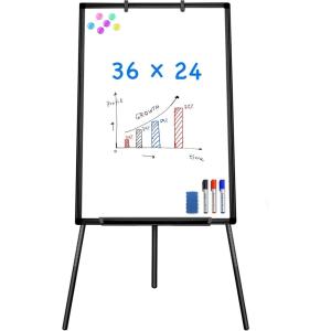 Easel Whiteboard – Magnetic Portable Dry Erase 36 x 24 Tripod Height Adjustable, 3′ x 2′ Flipchart Easel Stand White Board for Office (36×24 Gray)(36×24 Black)