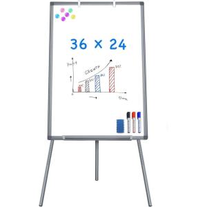 Easel Whiteboard – Magnetic Portable Dry Erase 36 x 24 Tripod Height Adjustable, 3′ x 2′ Flipchart Easel Stand White Board for Office (36×24 Gray)(36×24 Gray)