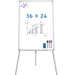 Easel Whiteboard – Magnetic Portable Dry Erase 36 x 24 Tripod Height Adjustable, 3′ x 2′ Flipchart Easel Stand White Board for Office (36×24 Gray)(36×24 White)