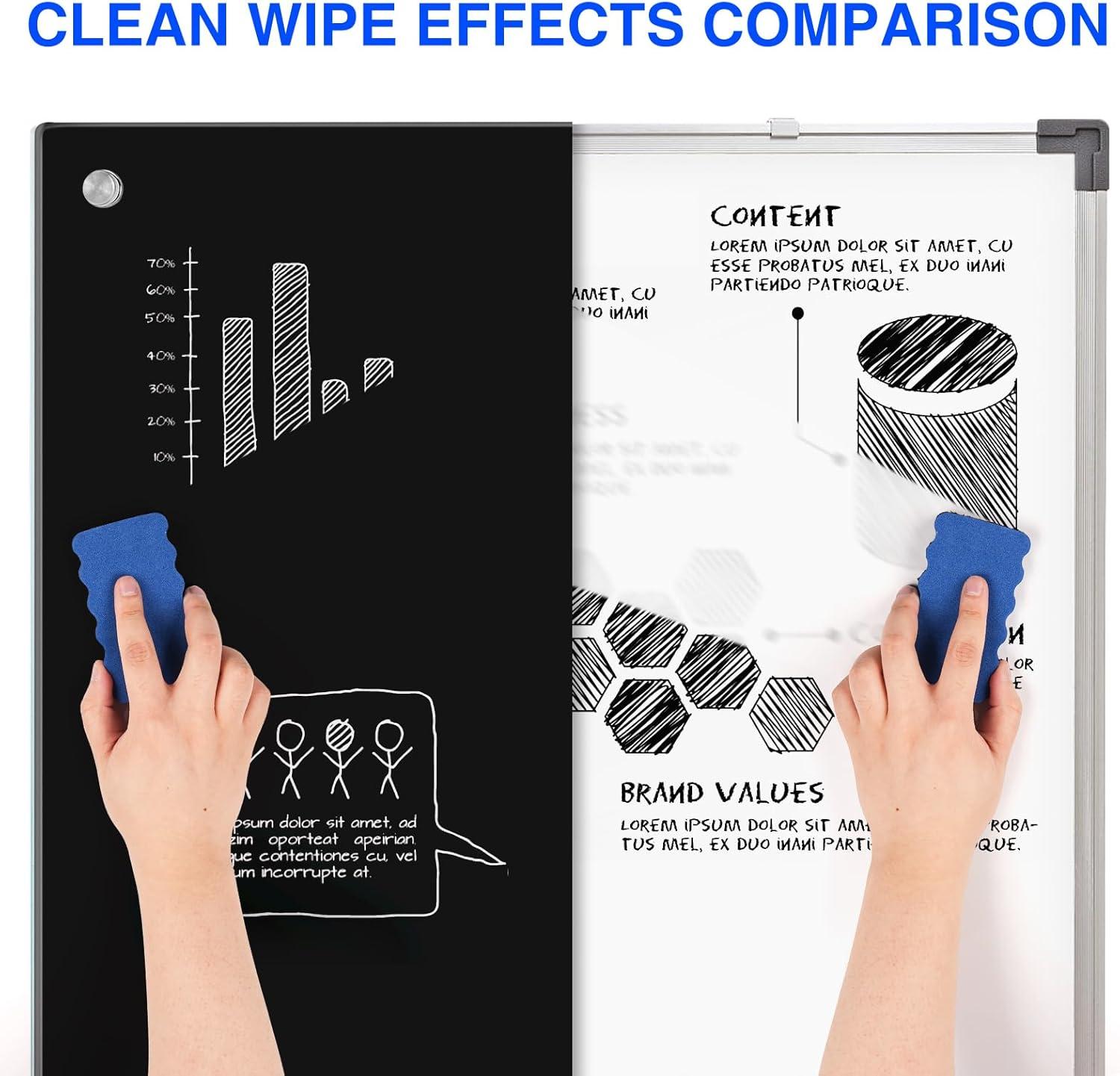 imagemaxtek Black Dry Erase Board 72quot x 48quot Black Whiteboard Glass Frameless Large Magnetic Glass White Board for Office School48W x 32H