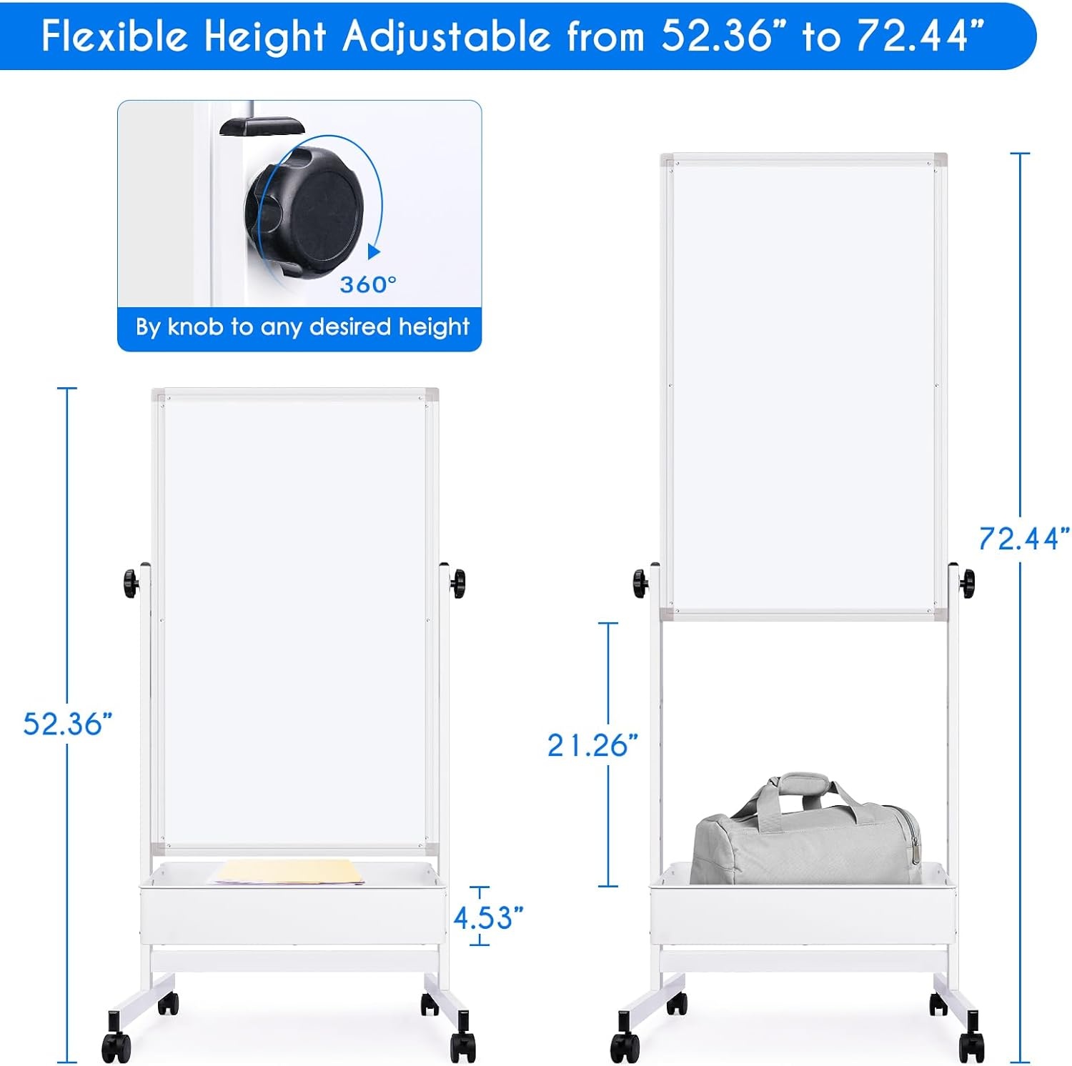 imagemaxtek Mobile White Board Easel 40x24 Inches Magnetic Storage Dry Erase Board Easel for Classroom Rolling Height Adjustable Stand on Wheels for Home School Teachers amp Kids